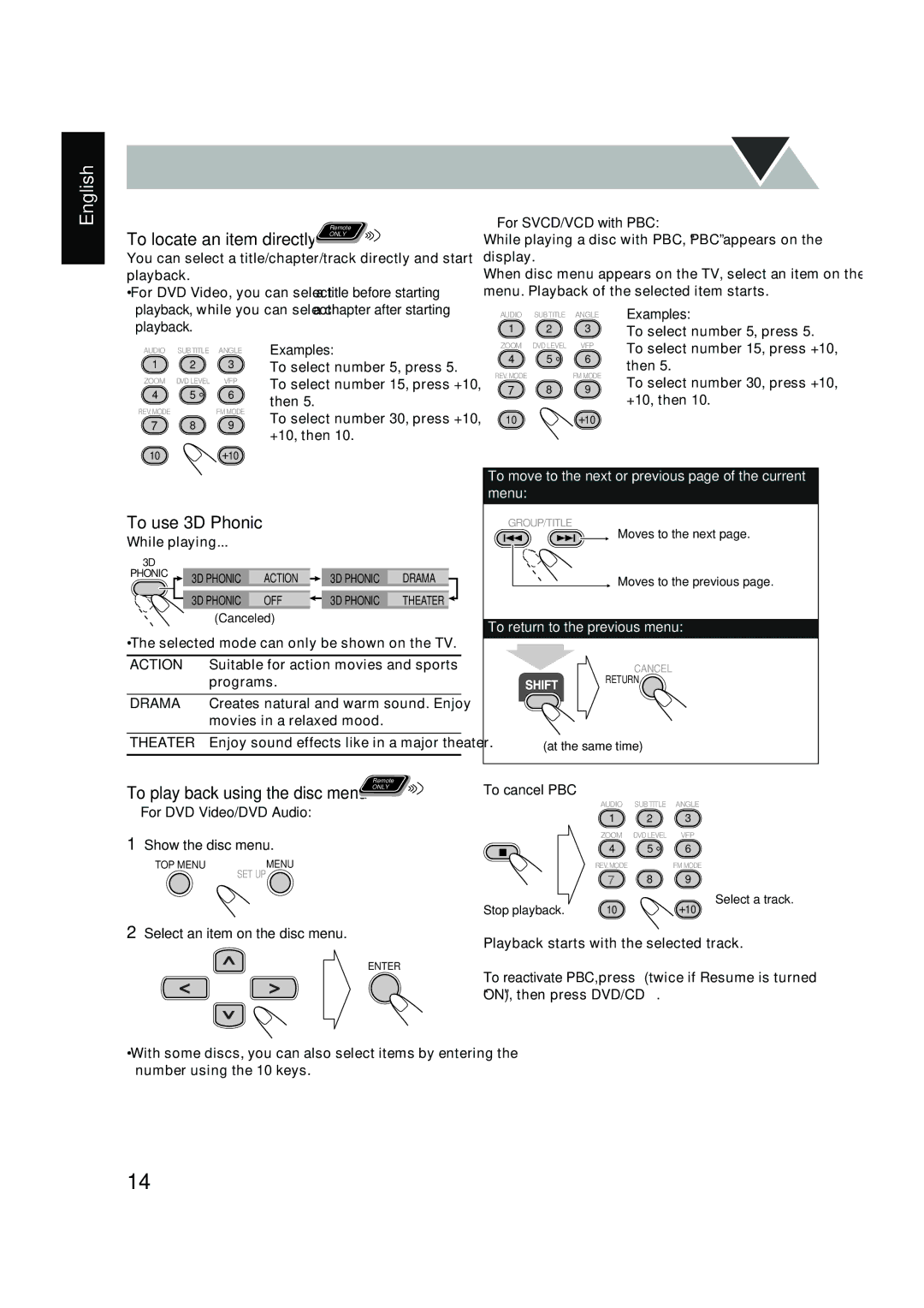 JVC UX-P450 manual To use 3D Phonic 