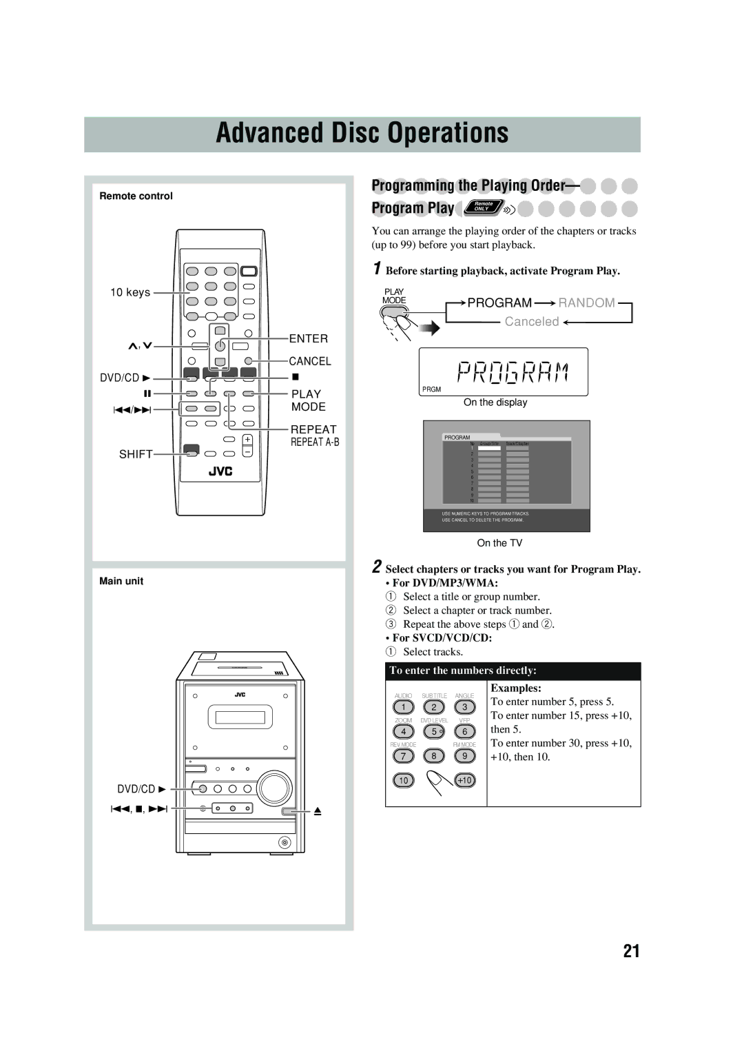 JVC UX-P450 manual Advanced Disc Operations 