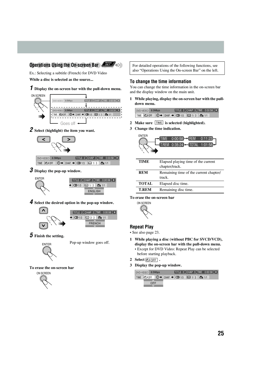 JVC UX-P450 manual Except for DVD Video Repeat Play can be selected, Before starting playback 