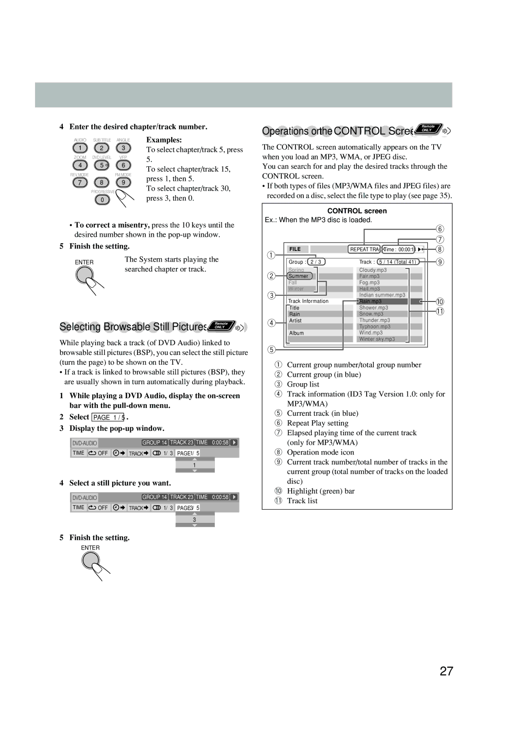 JVC UX-P450 manual Operations on the Control Screen 