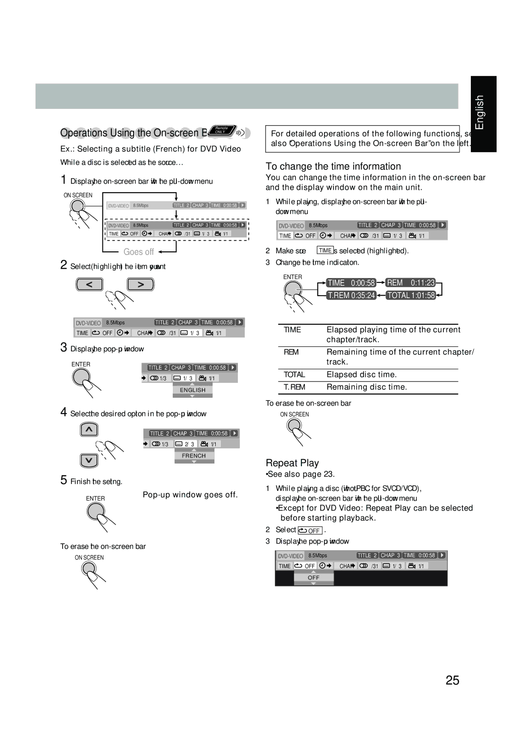 JVC UX-P450 manual To change the time information 