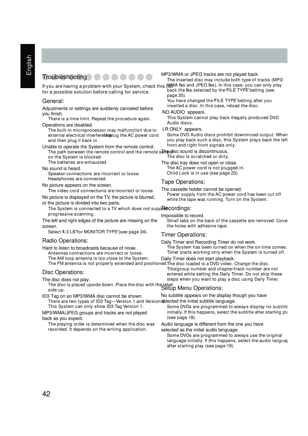 JVC UX-P450 manual Troubleshooting 