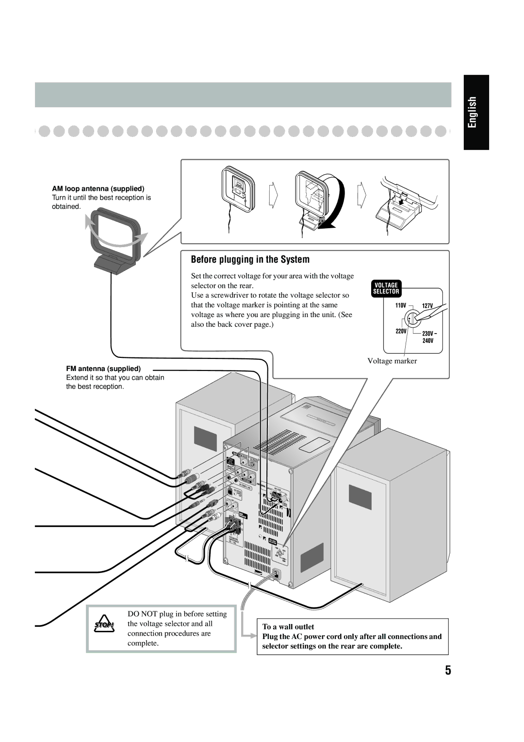 JVC UX-P450 manual Before plugging in the System 