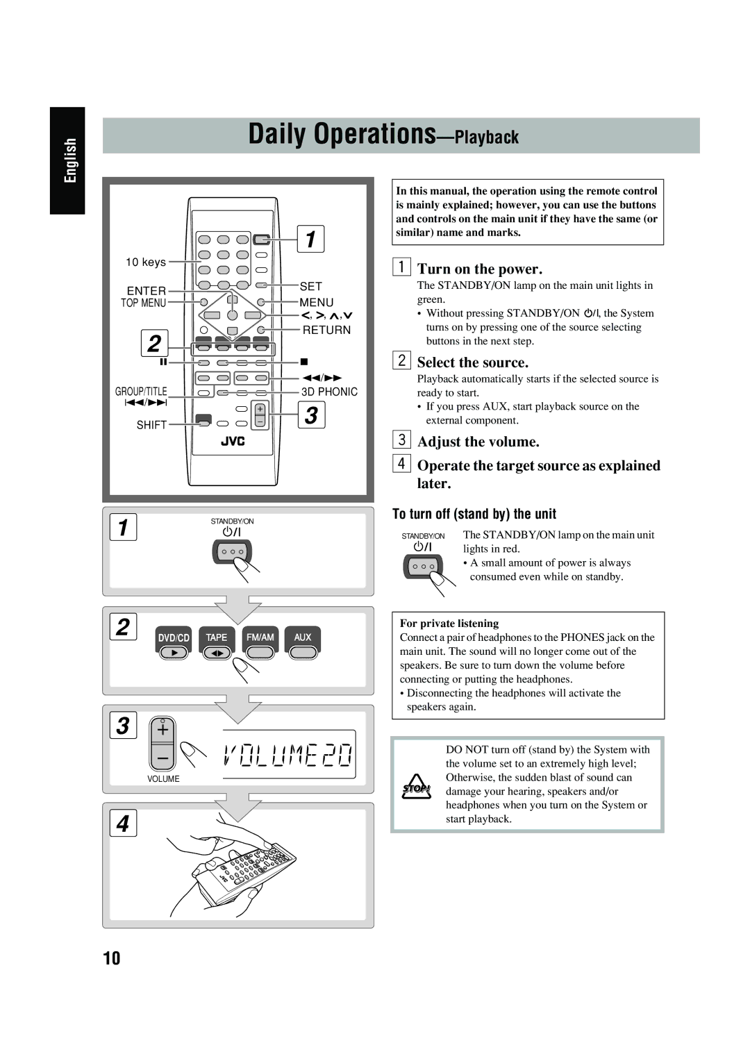 JVC UX-P450 manual Daily Operations-Playback 