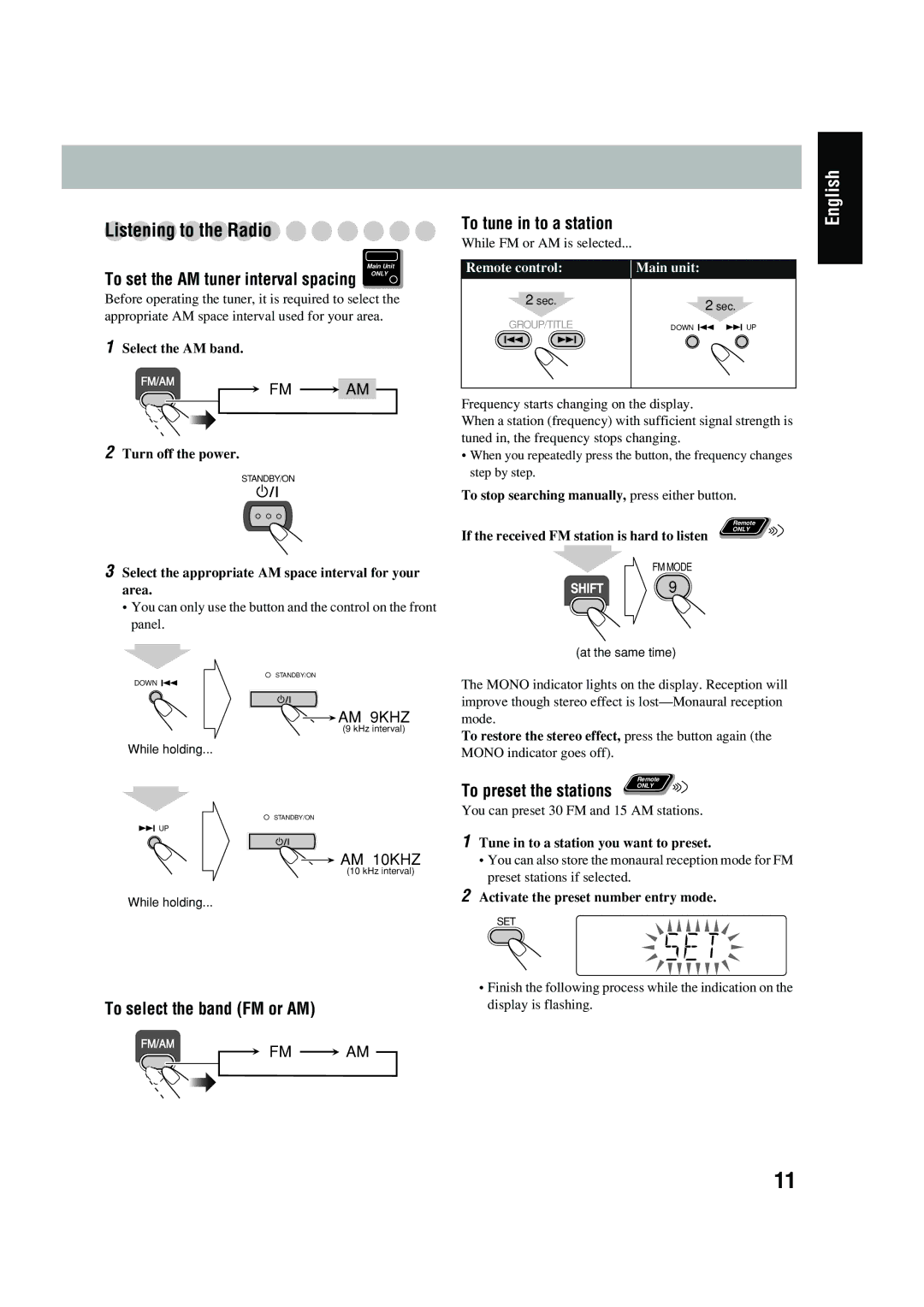 JVC UX-P450 manual Listening to the Radio 