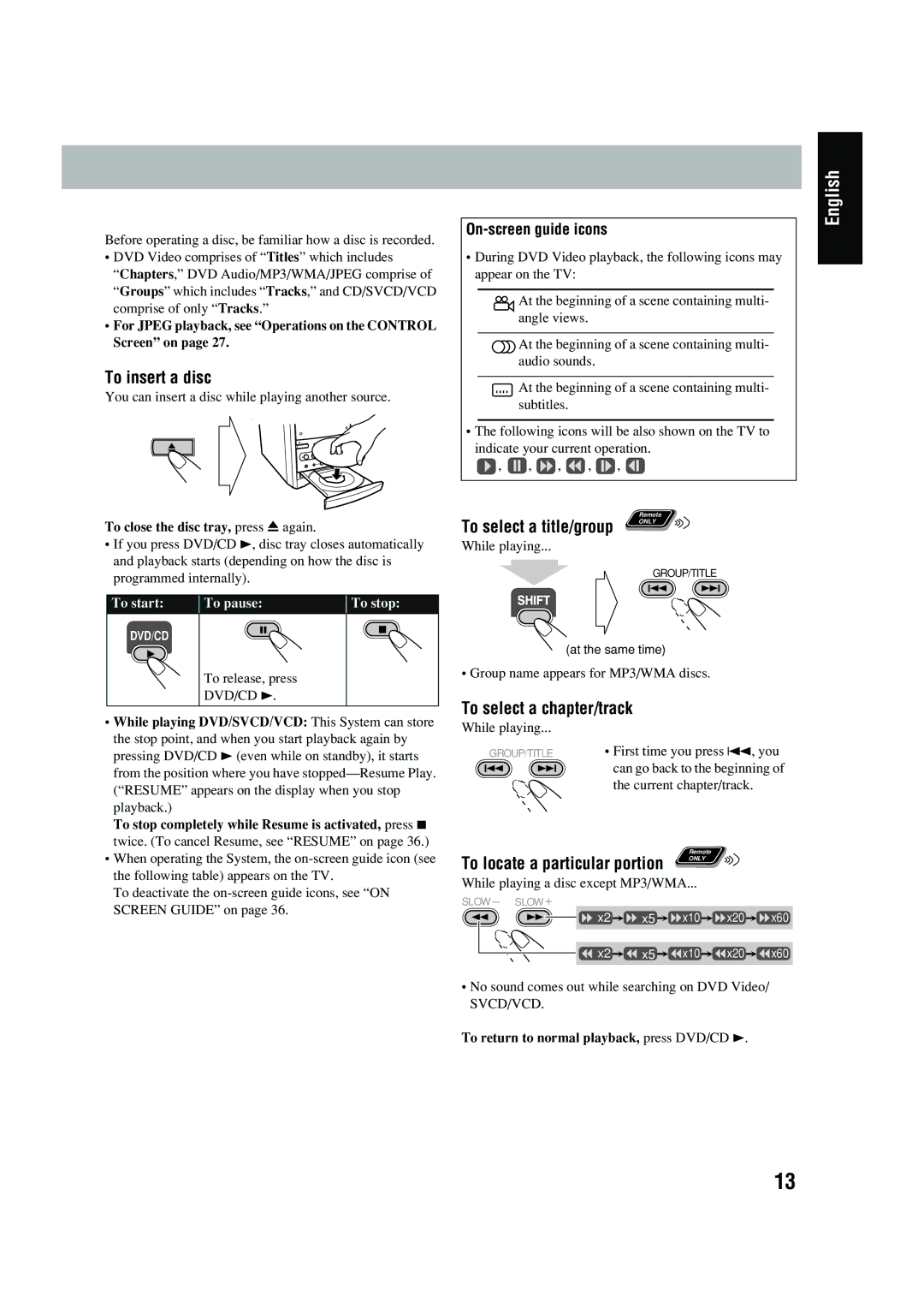 JVC UX-P450 manual To insert a disc 