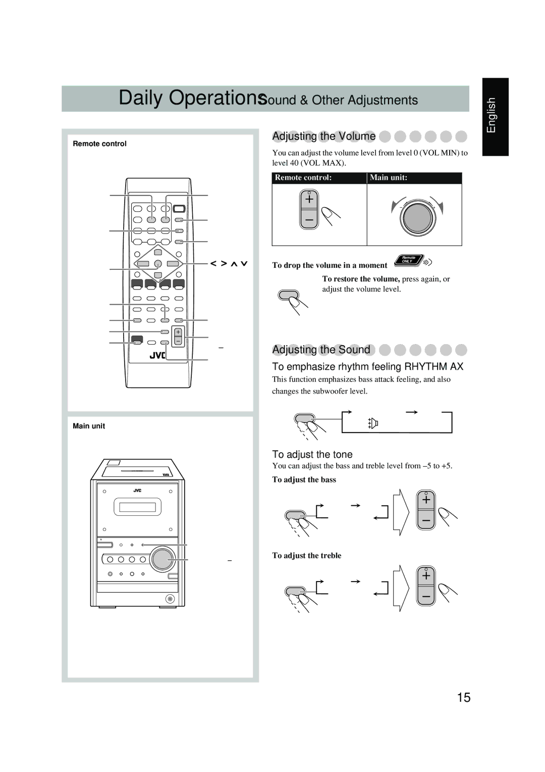 JVC UX-P450 manual Daily Operations-Sound & Other Adjustments 