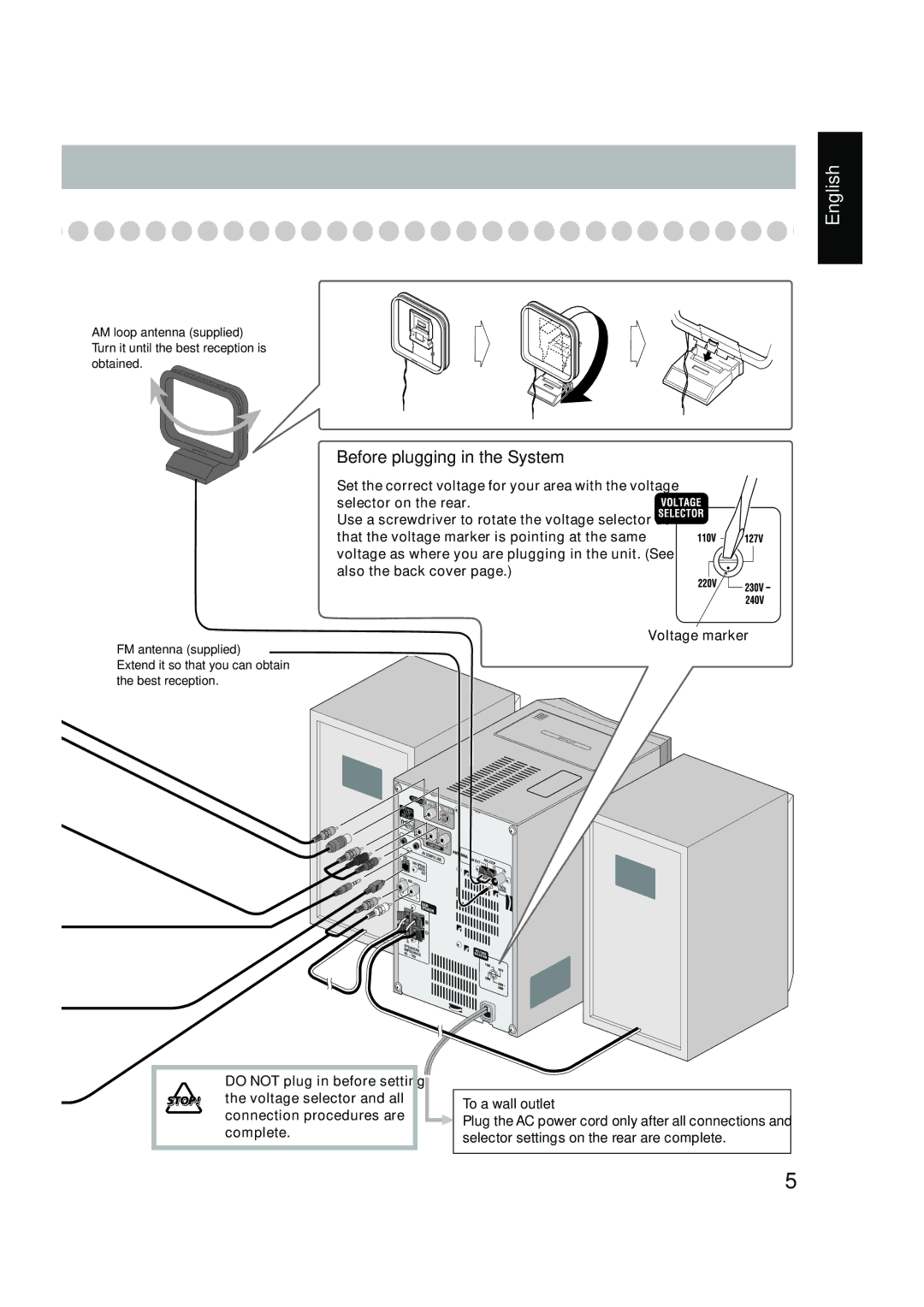 JVC UX-P450 manual Before plugging in the System 