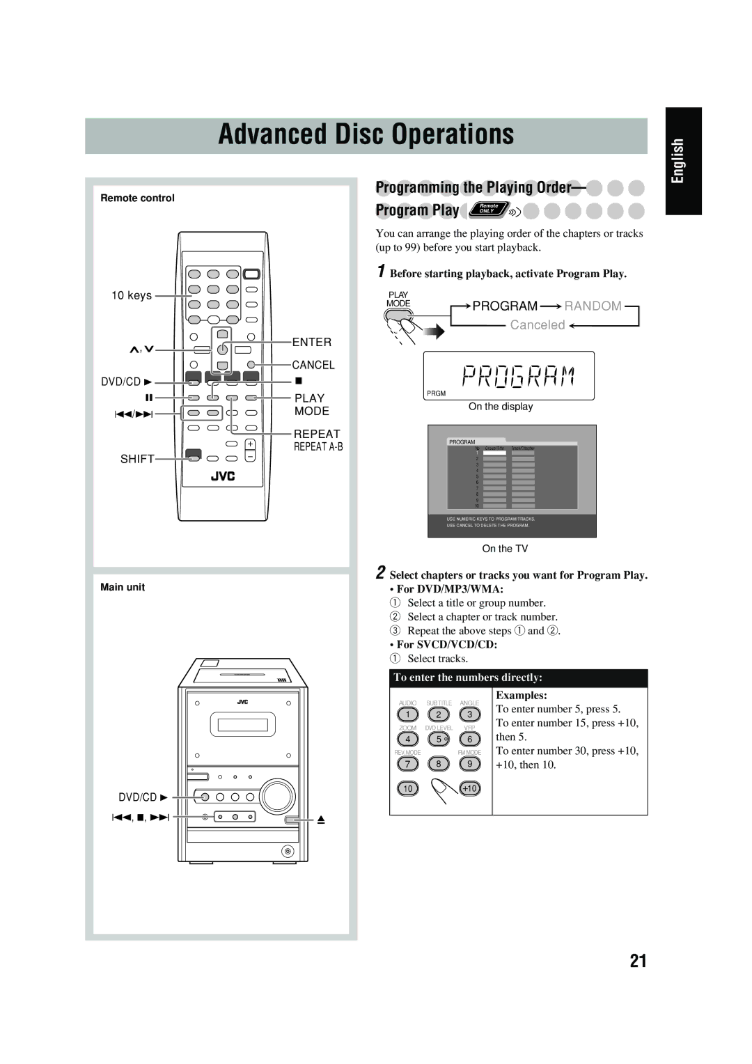 JVC UX-P450 manual Advanced Disc Operations 