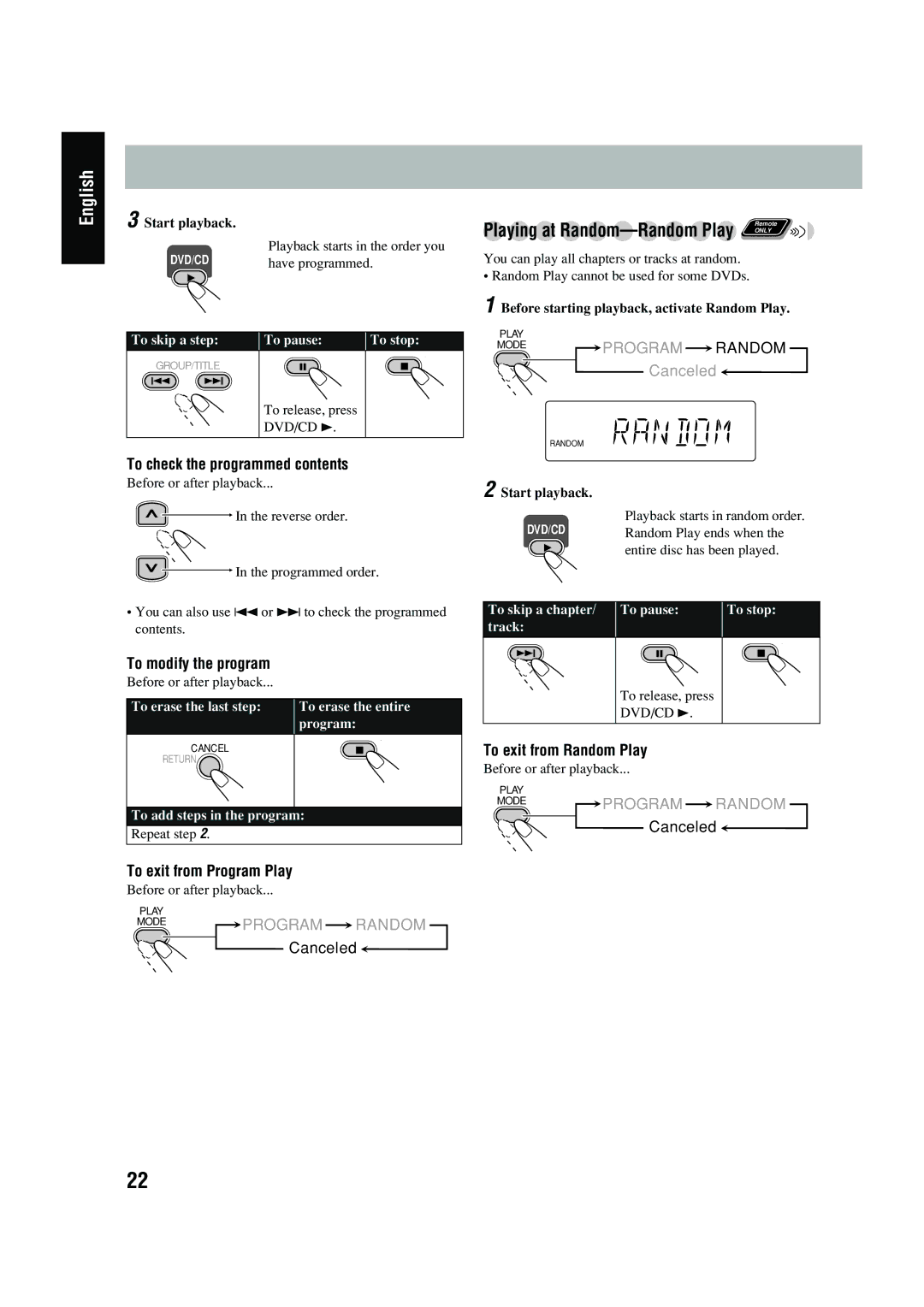 JVC UX-P450 manual Playing at Random-Random Play 