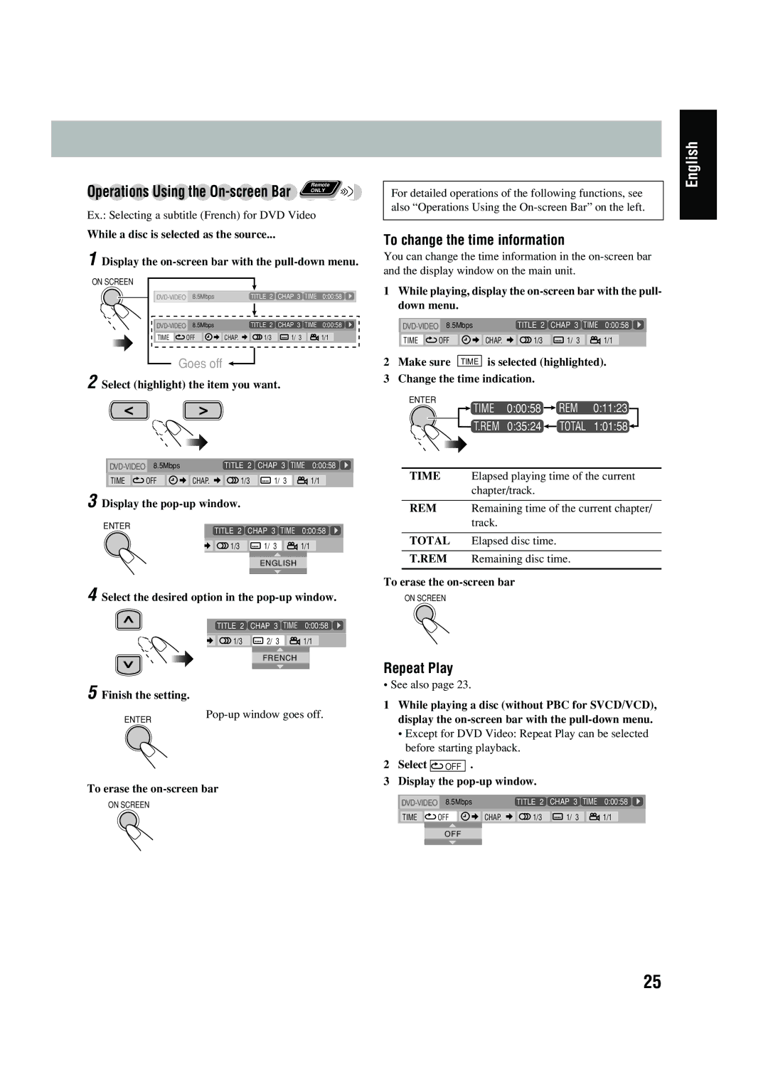 JVC UX-P450 manual To change the time information 