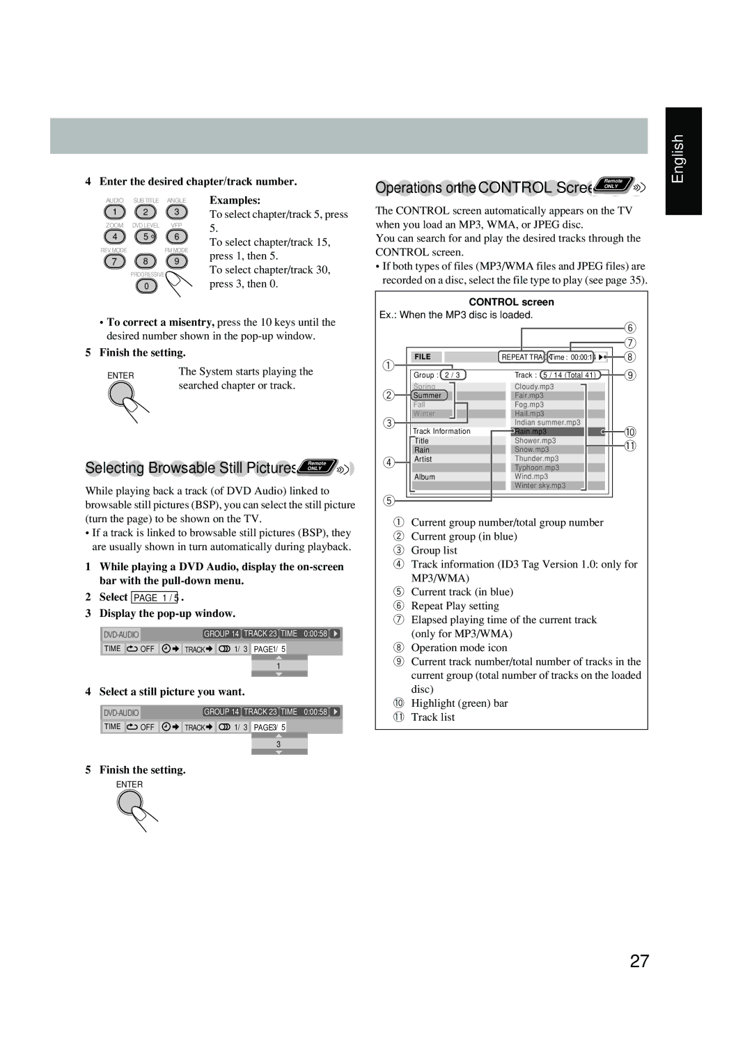 JVC UX-P450 manual Operations on the Control Screen 