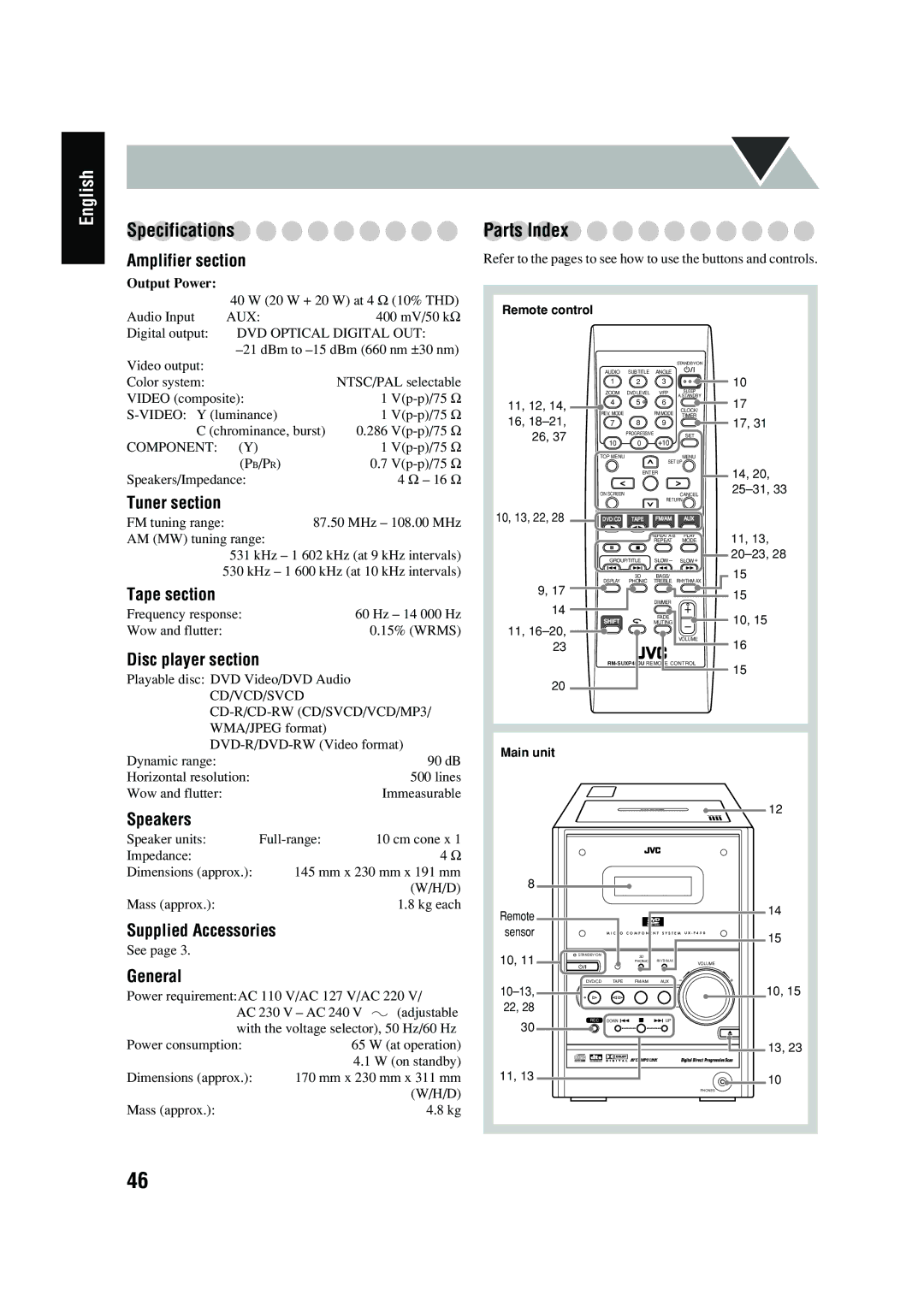 JVC UX-P450 manual Volume 