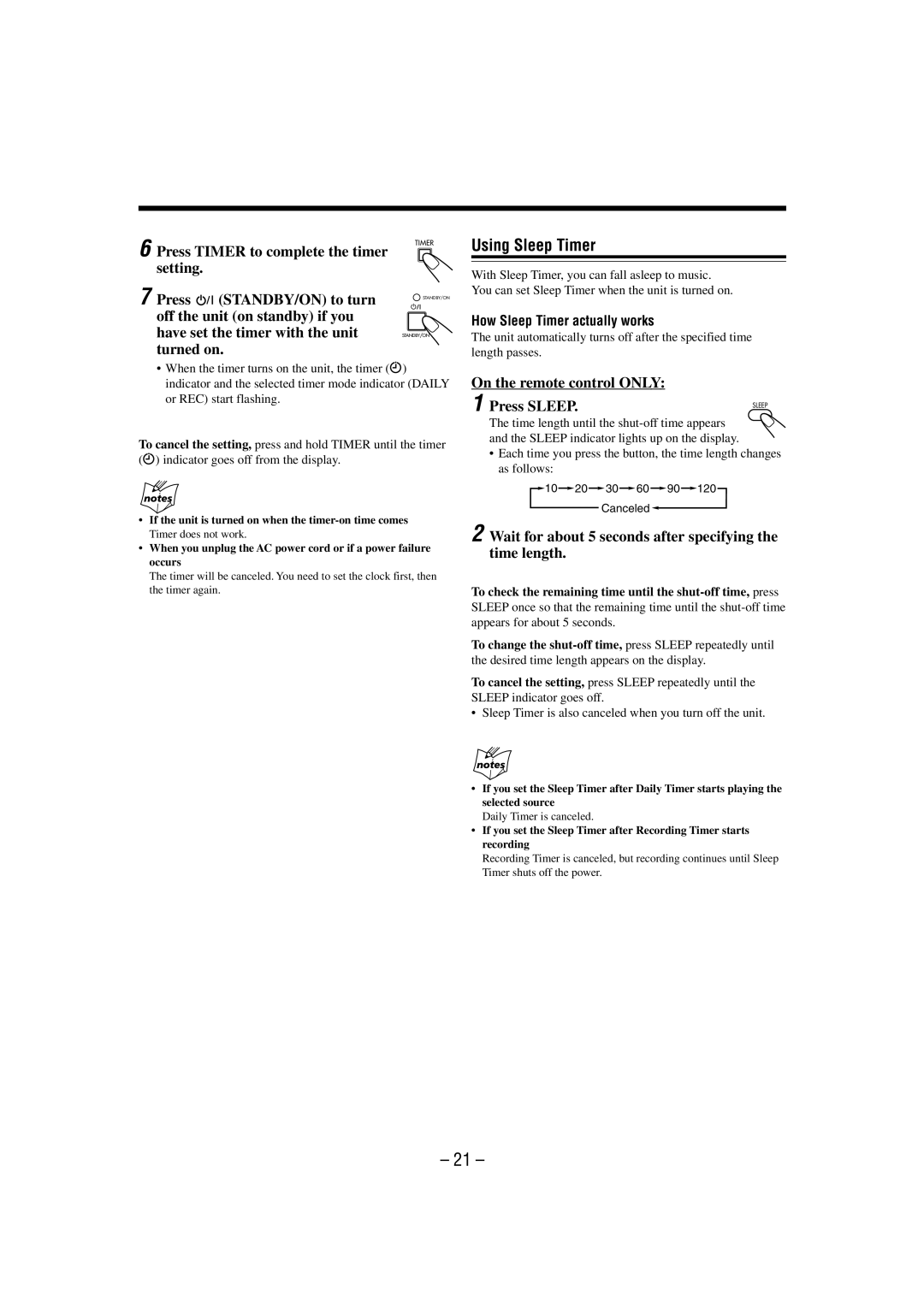 JVC UX-P55 manual Using Sleep Timer 