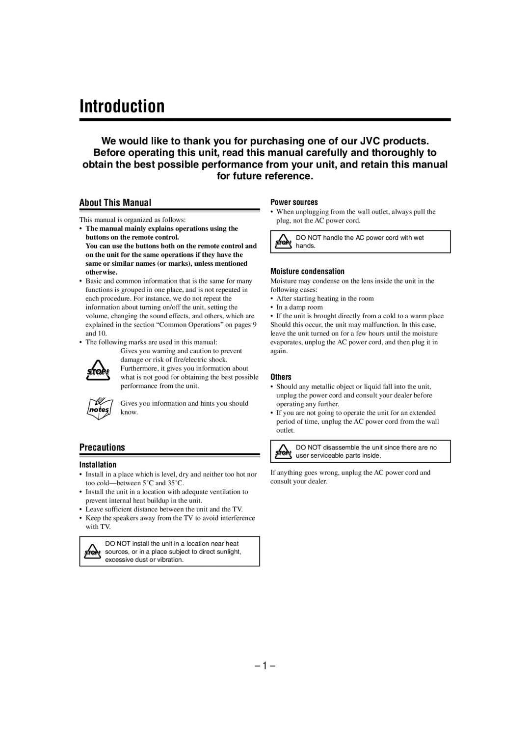 JVC UX-P55 manual Introduction, About This Manual, Precautions 