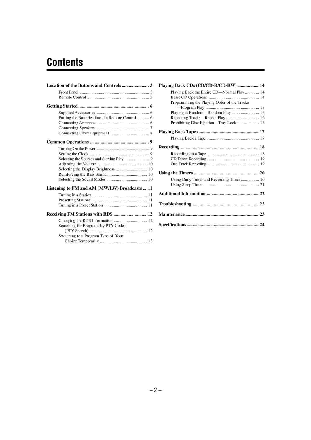 JVC UX-P55 manual Contents 