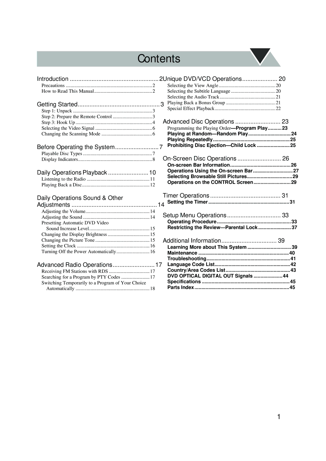 JVC UX-P550 manual Contents 