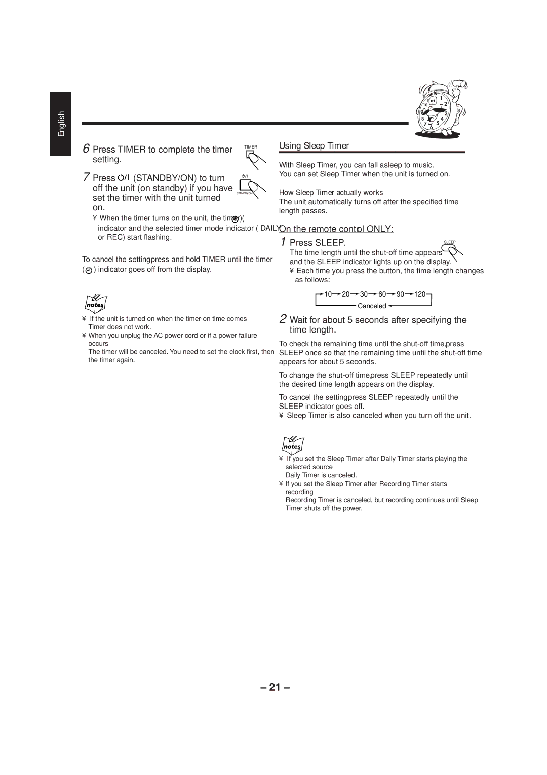 JVC UX-P5/UX-P3 manual Using Sleep Timer, On the remote control only Press Sleep, How Sleep Timer actually works 