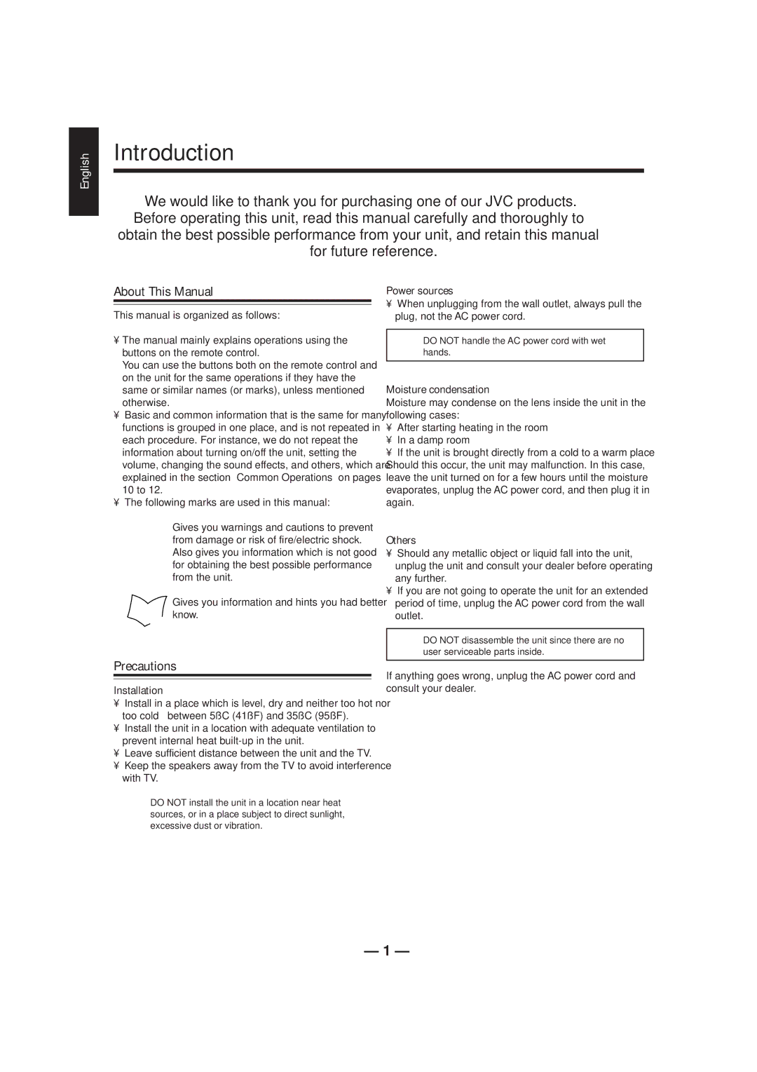 JVC UX-P5/UX-P3 manual Introduction, About This Manual, Precautions 