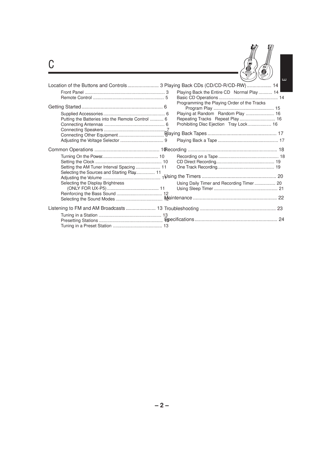 JVC UX-P5/UX-P3 manual Contents 