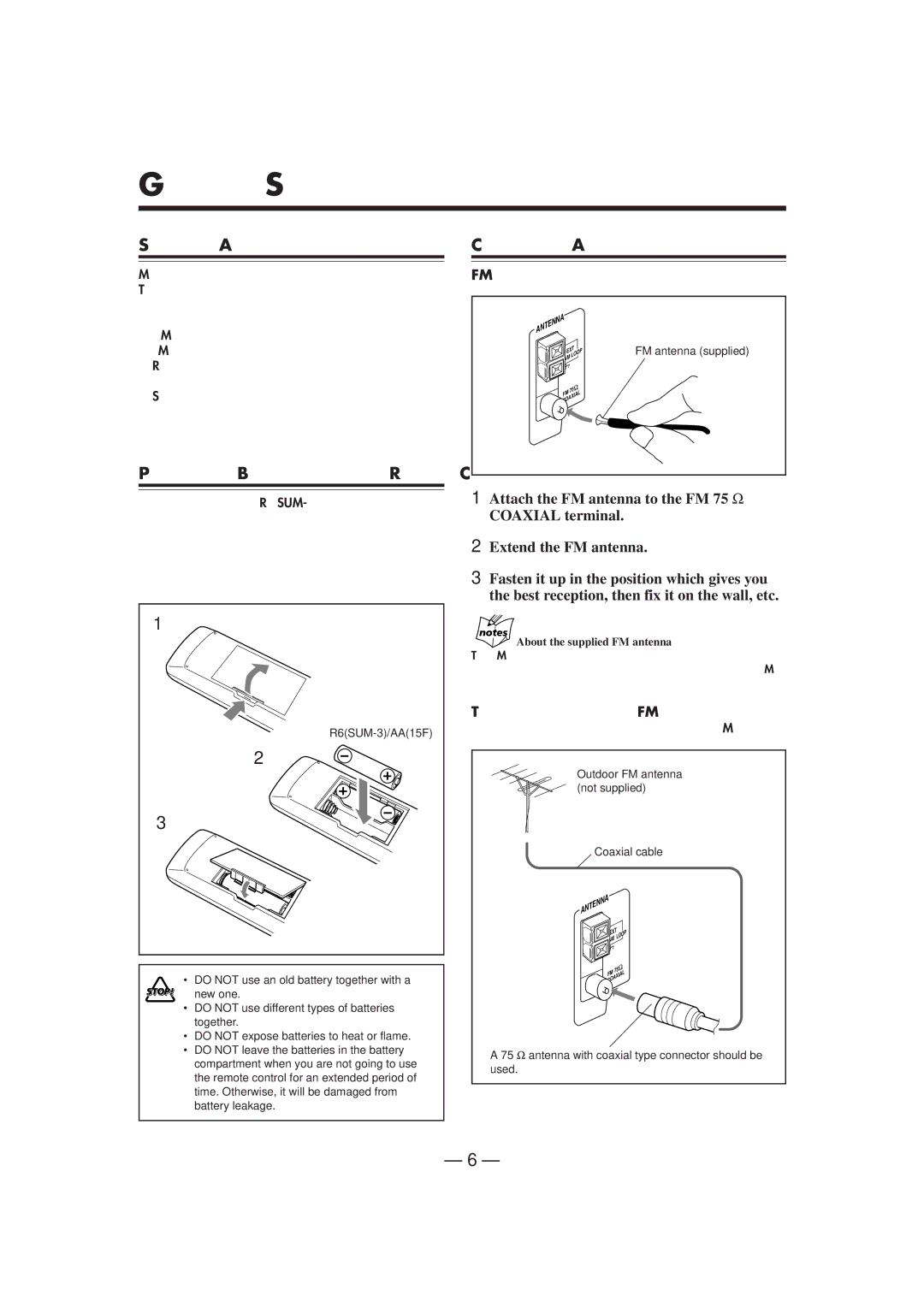 JVC UX-P7 manual Getting Started, Supplied Accessories Connecting Antennas, To connect an outdoor FM antenna 