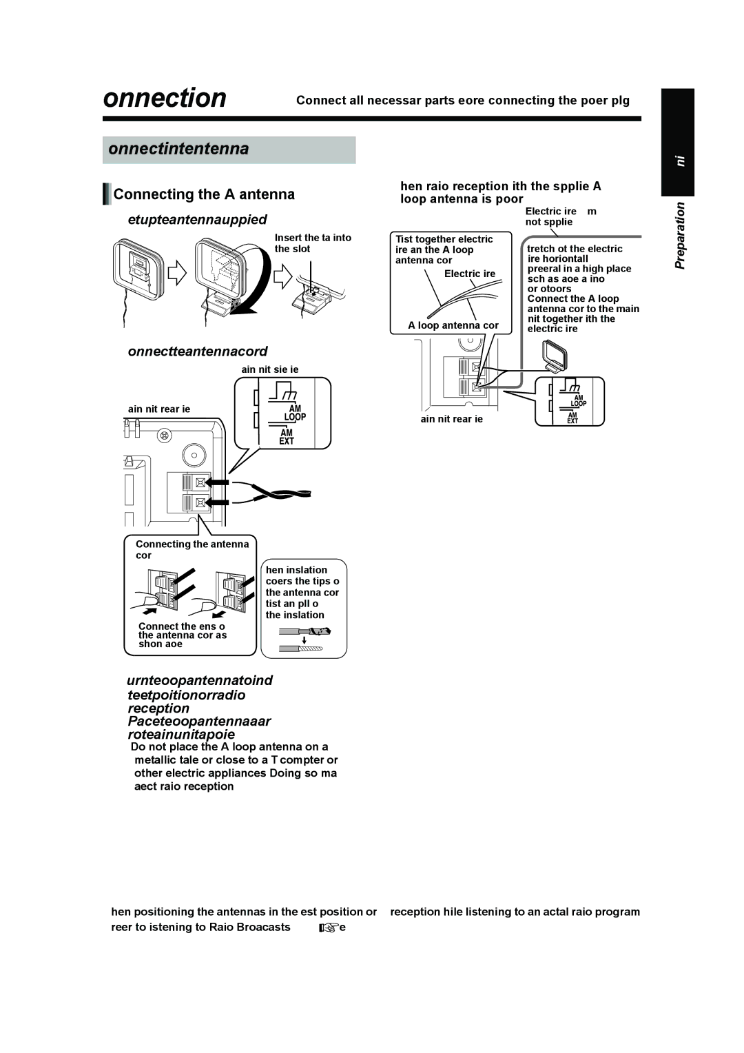 JVC UX-QD70S, UX-QD70W Connections, Connecting the Antennas, Connecting the AM antenna, Set up the AM antenna supplied 