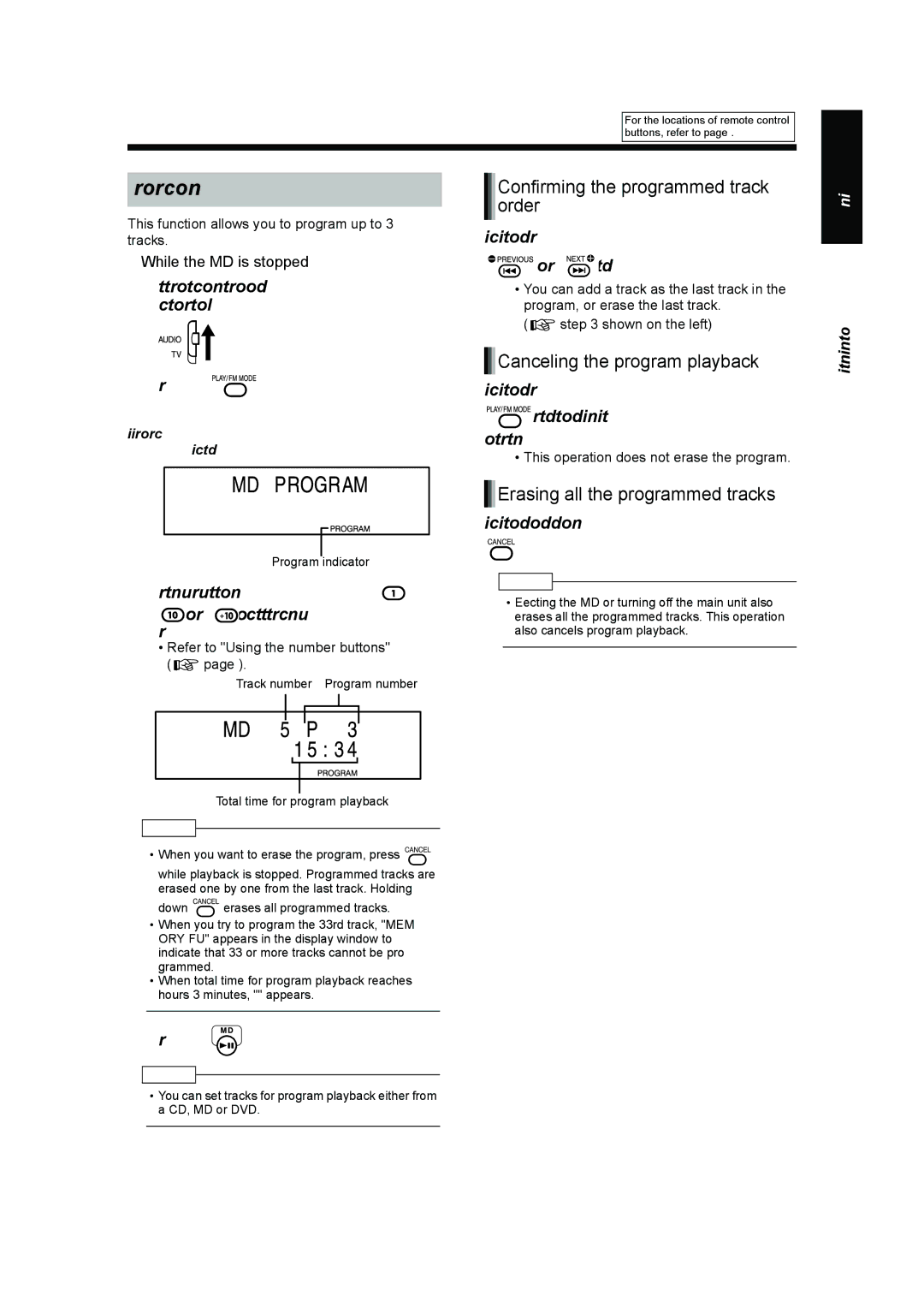 JVC UX-QD70S, UX-QD70W Program Playback of an MD, Confirming the programmed track order, Canceling the program playback 