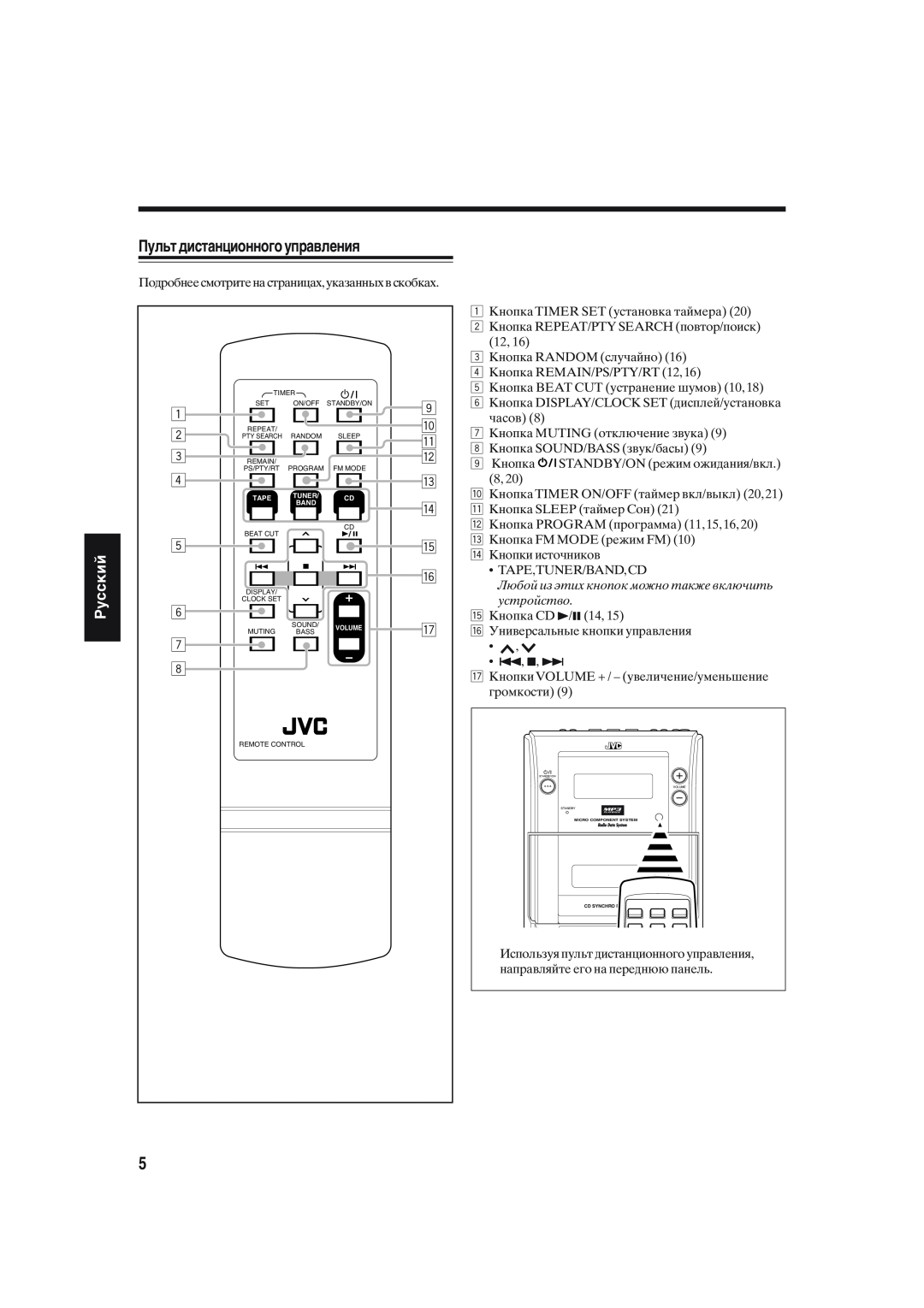 JVC UX-S10 manual Pyccкий 