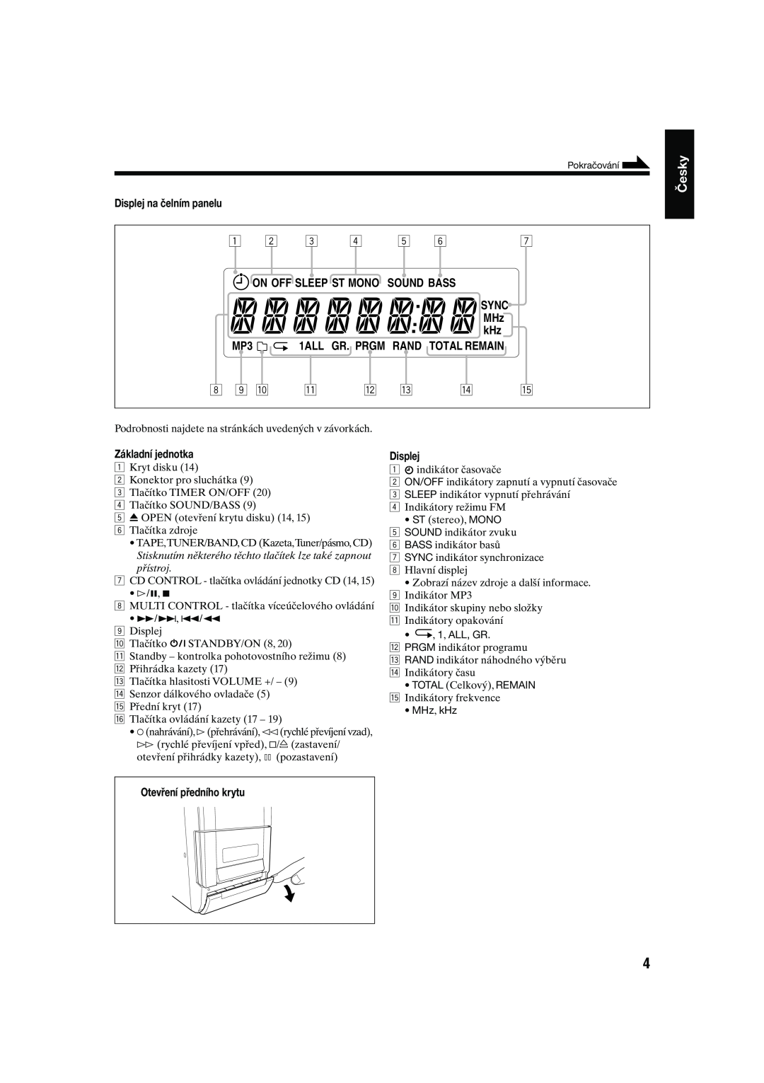 JVC UX-S10 manual 8 9 p, Česky 