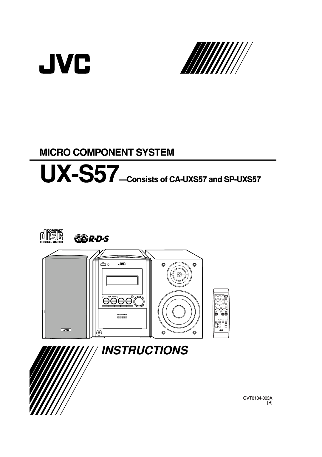 JVC manual Instructions, Micro Component System, UX-S57-Consistsof CA-UXS57and SP-UXS57, GVT0134-003AB, 5-CD, Ahb Pro 
