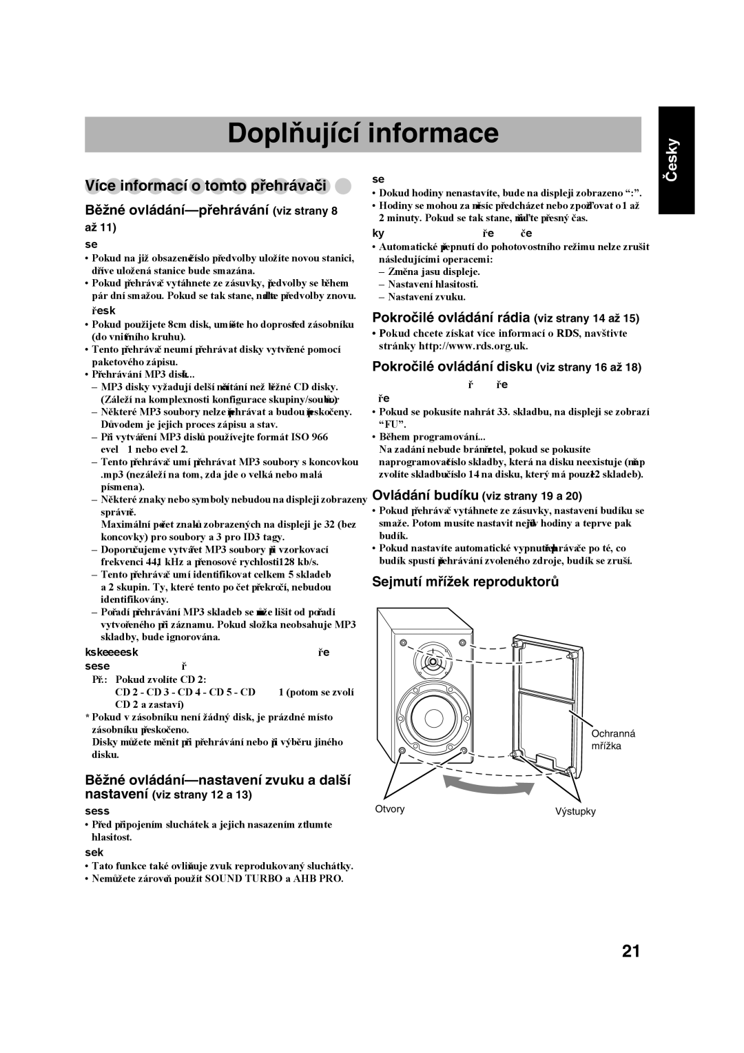 JVC UX-S59 manual Doplňující informace, Více informací o tomto přehrávači, Běžné ovládání-přehrávání viz strany 