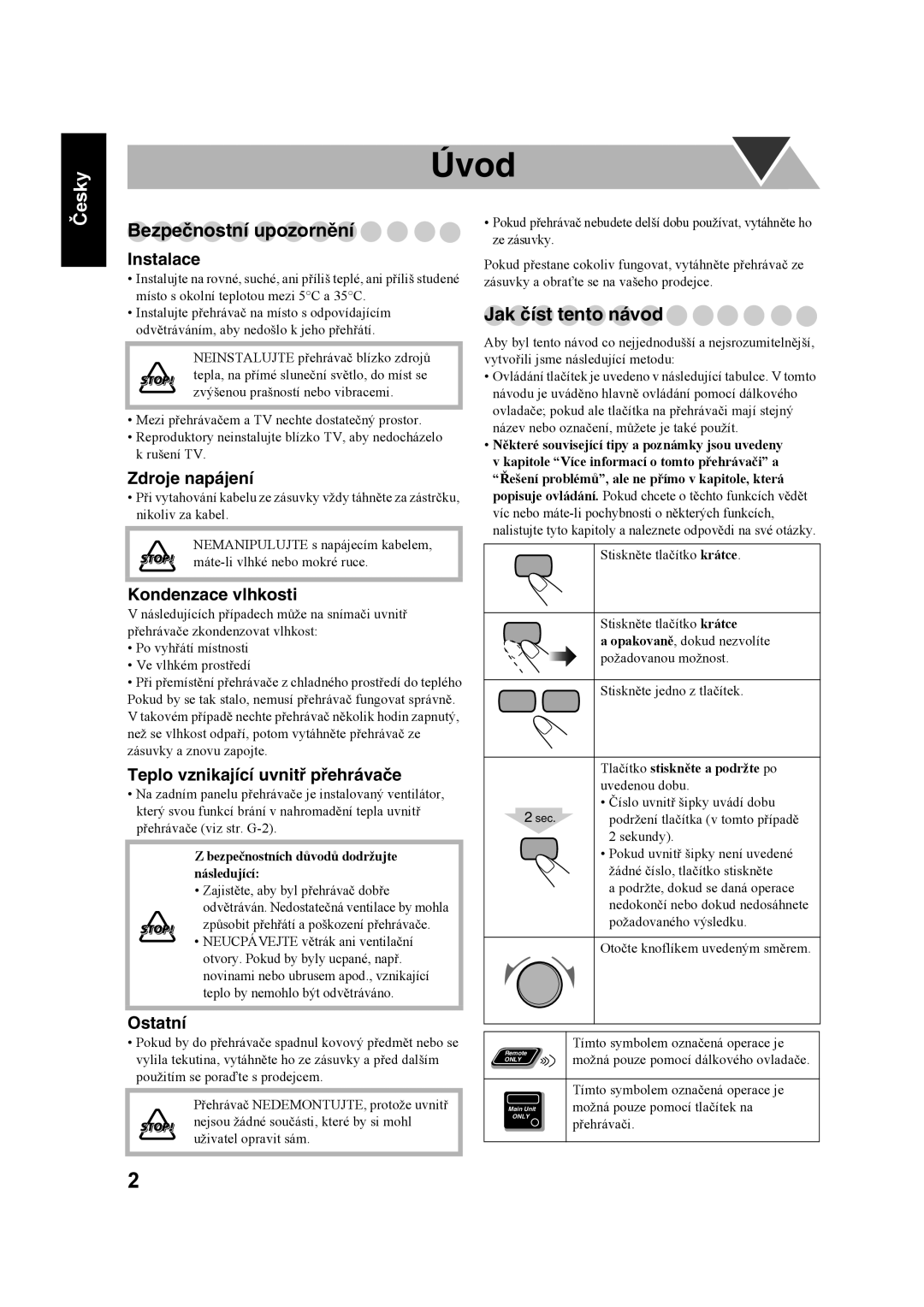 JVC UX-S59 manual Úvod, Bezpečnostní upozornění, Jak číst tento návod 