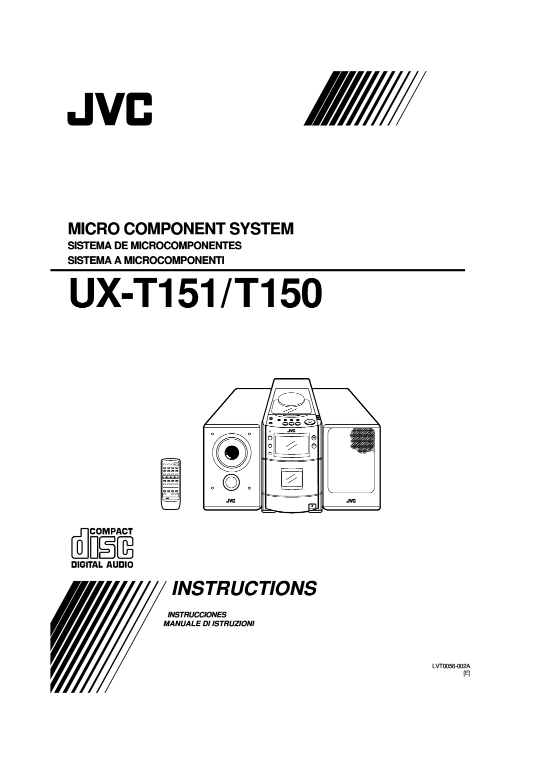JVC UX-T150 manual Instrucciones Manuale Di Istruzioni, UX-T151/T150, Instructions, Micro Component System 