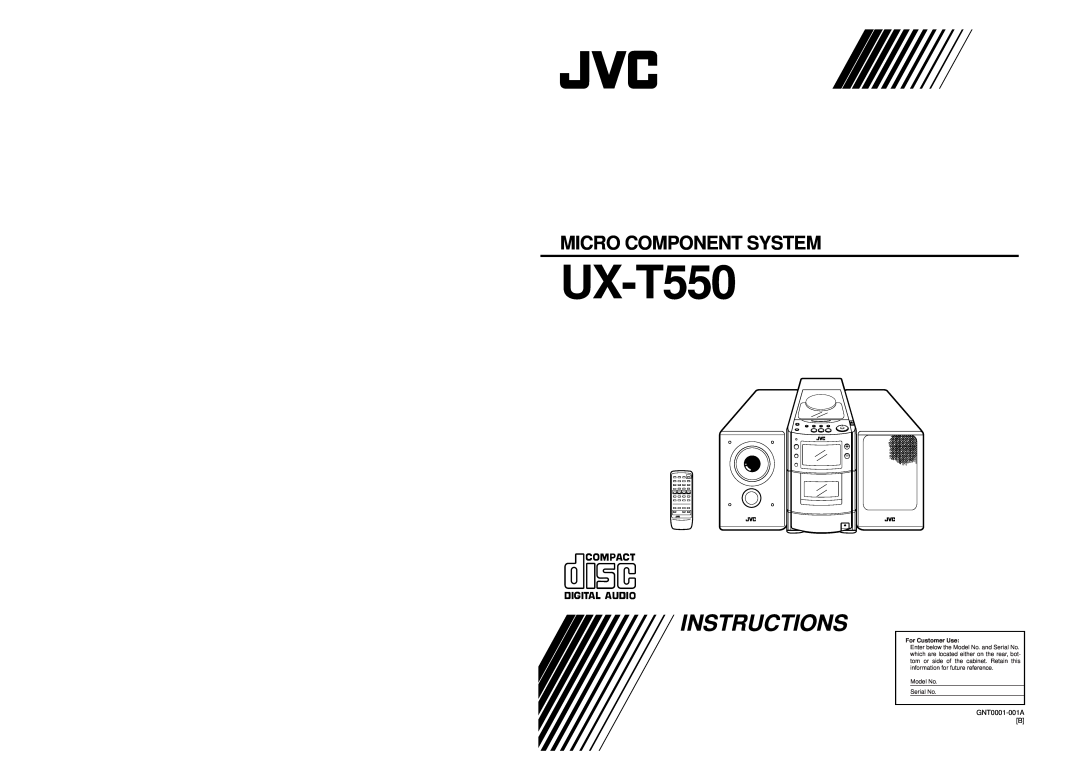 JVC UX-T550 specifications Instructions, Micro Component System, For Customer Use, Model No Serial No 