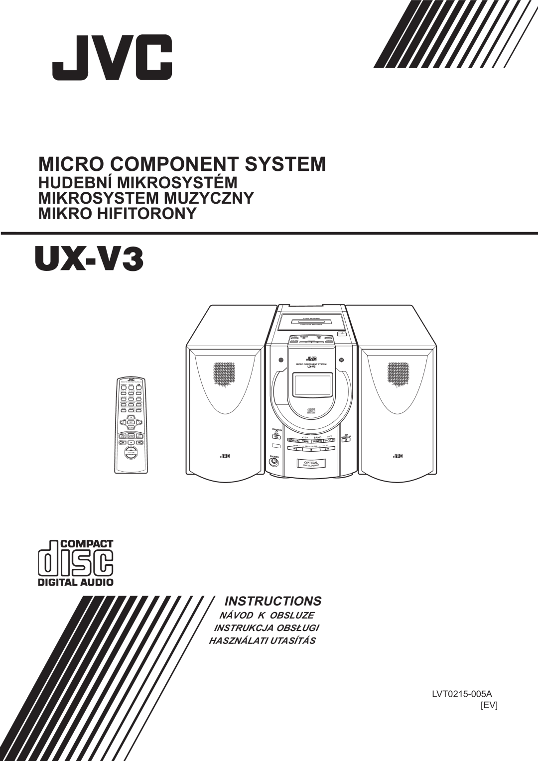 JVC UX-V3 manual Micro Component System, Instructions, Návod K Obsluze Instrukcja Obs£Ugi, Használati Utasítás 