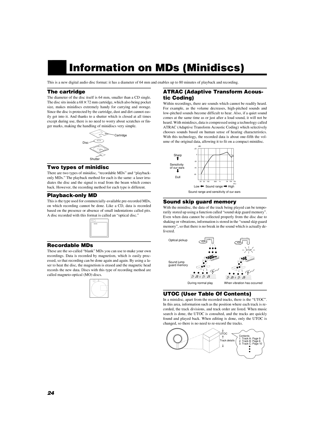 JVC UX-V9MD manual Information on MDs Minidiscs 