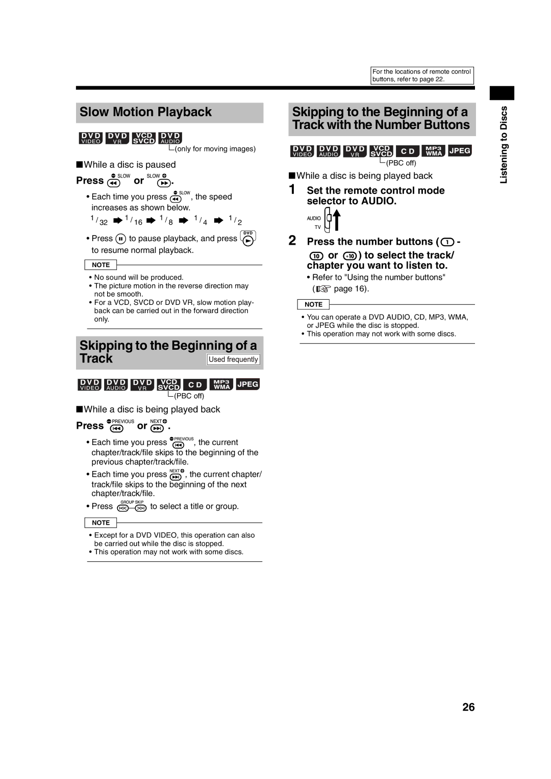 JVC UXQD90S manual Slow Motion Playback, Skipping to the Beginning of a Track, Each time you press, Current 