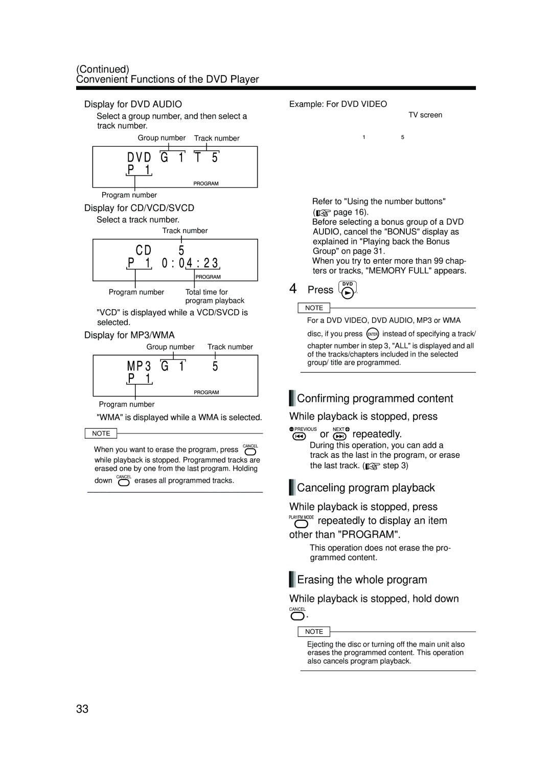 JVC UXQD90S manual Confirming programmed content 