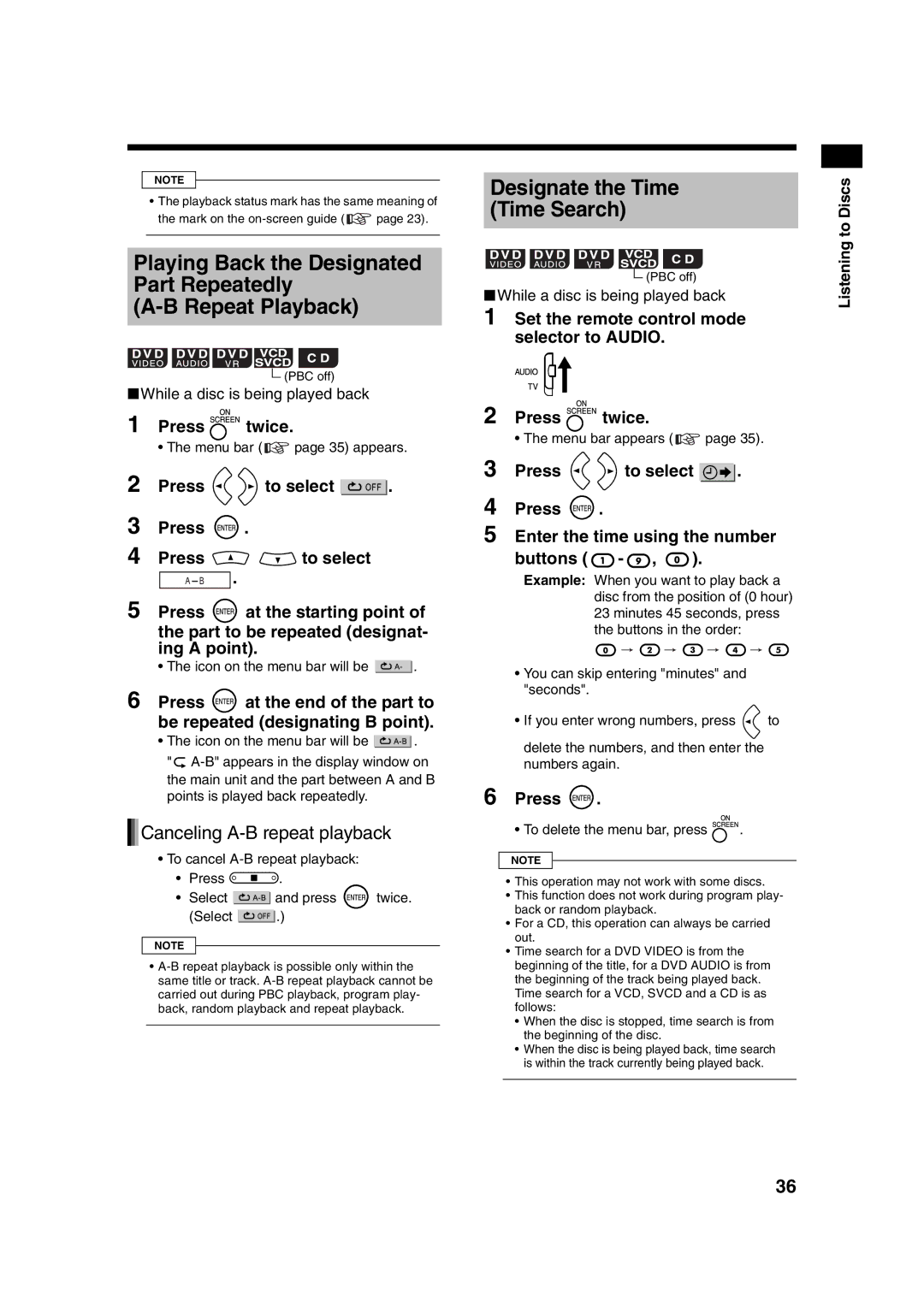 JVC UXQD90S manual Playing Back the Designated Part Repeatedly Repeat Playback, Designate the Time Time Search 