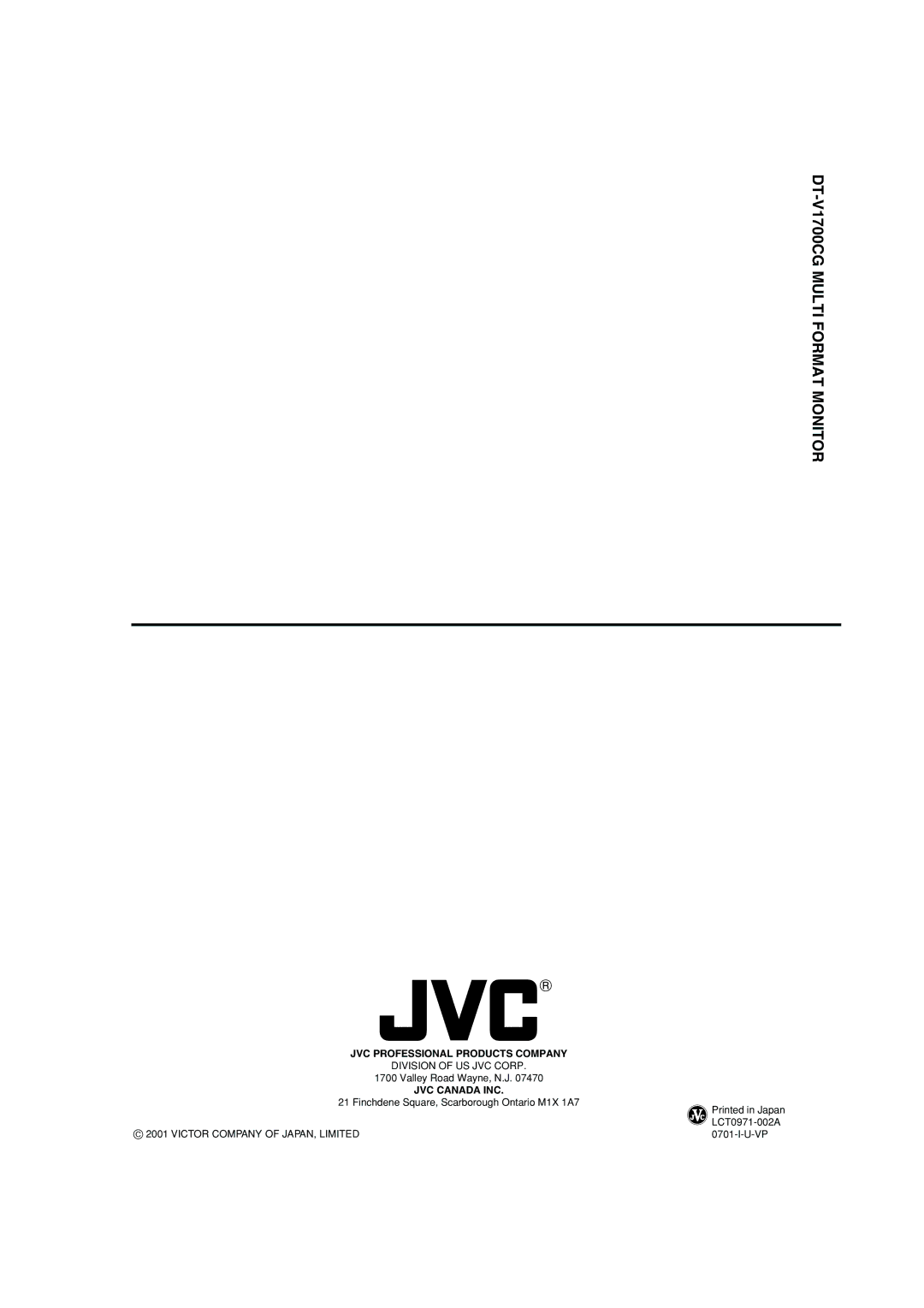 JVC manual DT-V1700CG Multi Format Monitor 