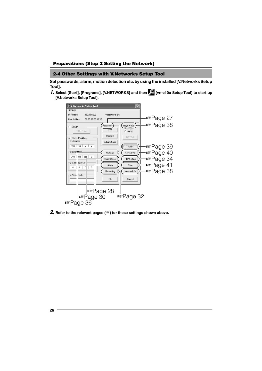 JVC VN-C10 manual Page 32, Refer to the relevant pages for these settings shown above 