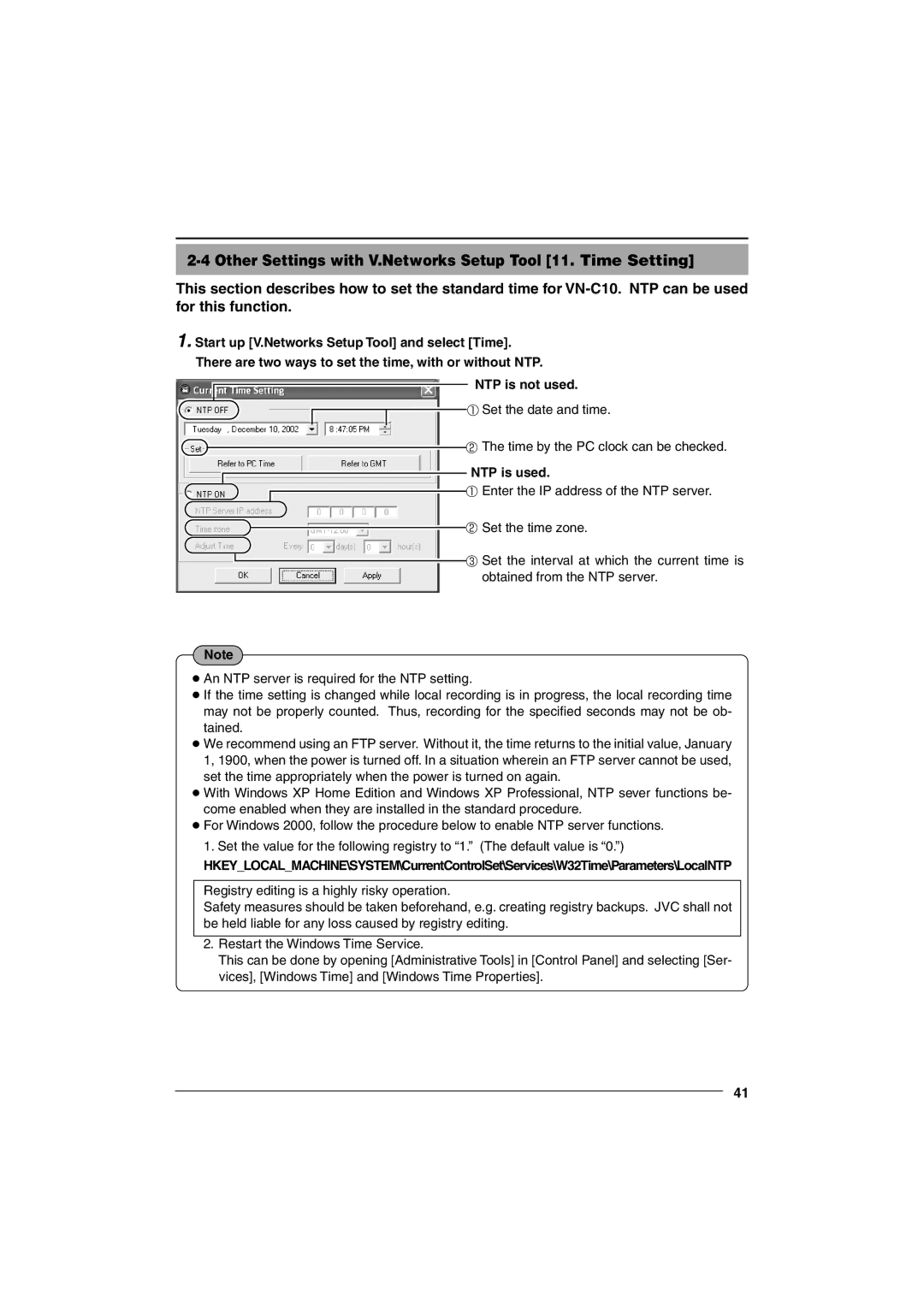 JVC VN-C10 manual NTP is used 