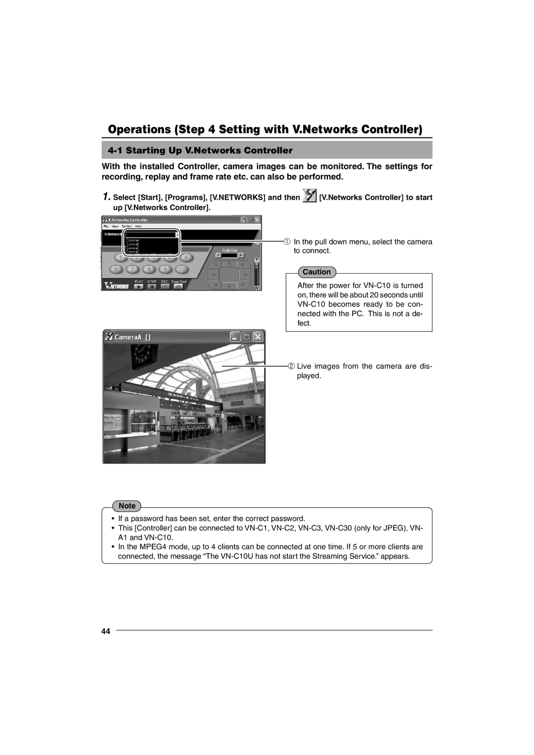 JVC VN-C10 manual Operations Setting with V.Networks Controller 