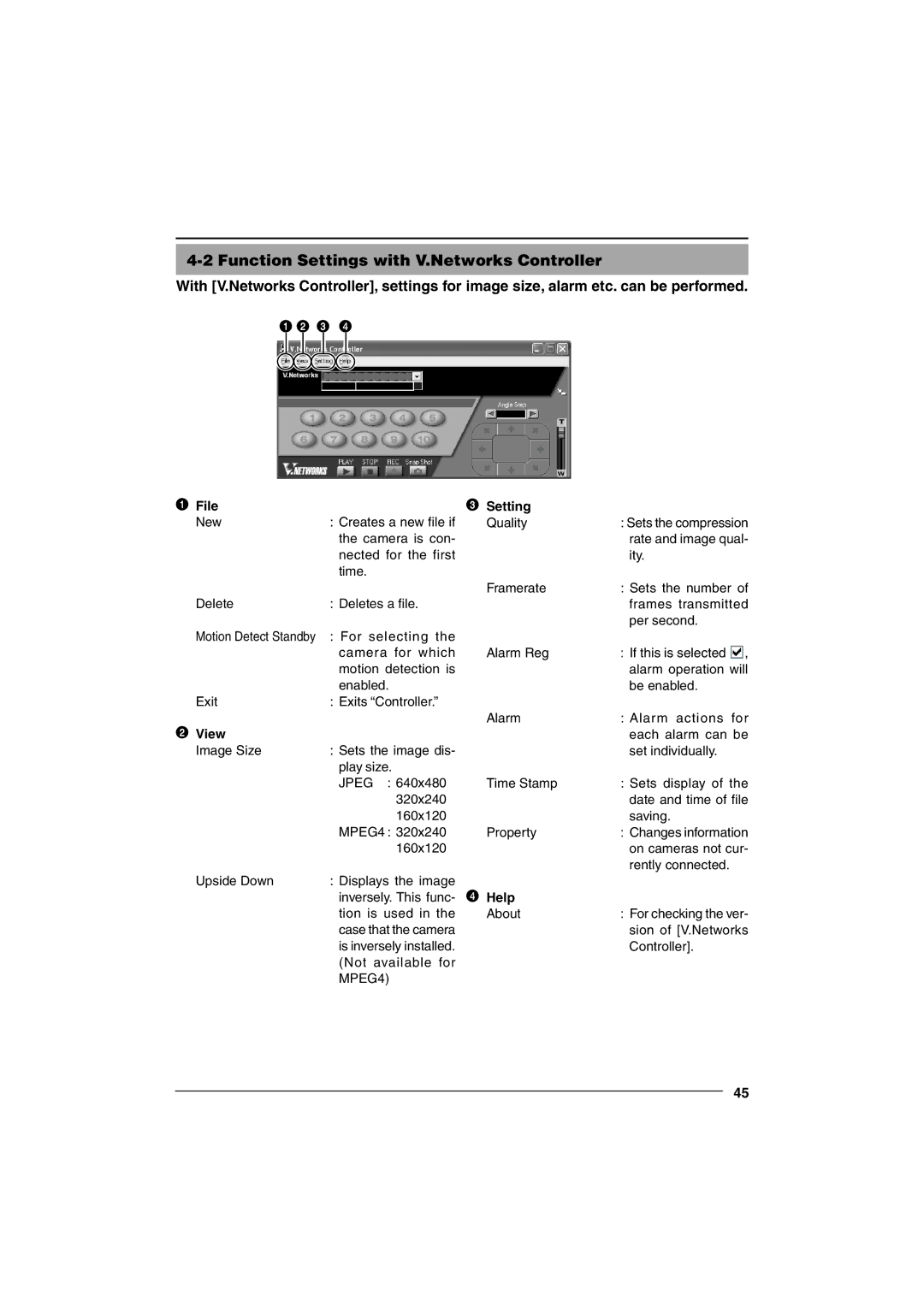 JVC VN-C10 manual File Setting, View, Help 