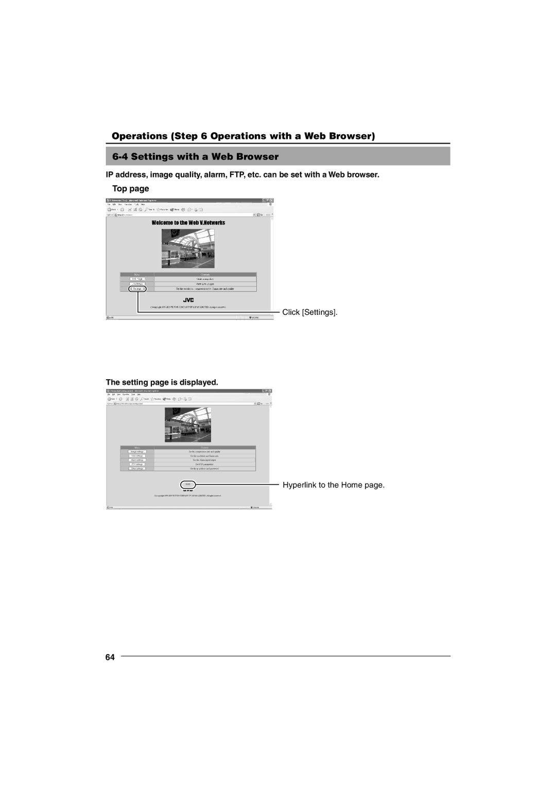 JVC VN-C10 manual Setting page is displayed 