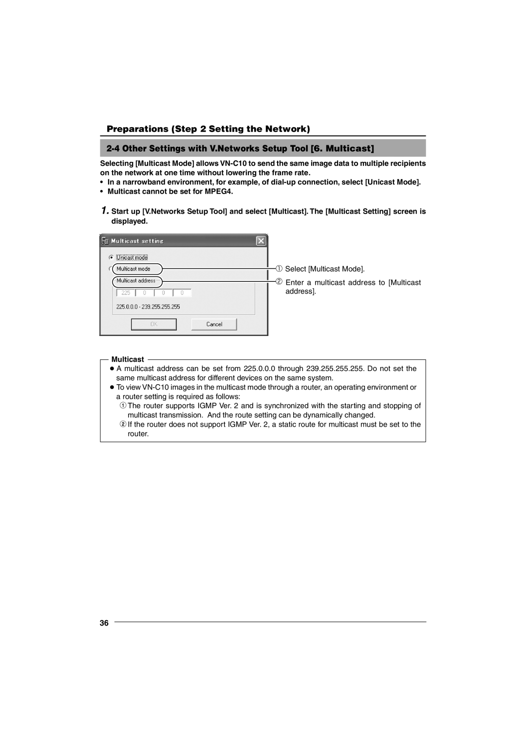 JVC VN-C10 manual Multicast 