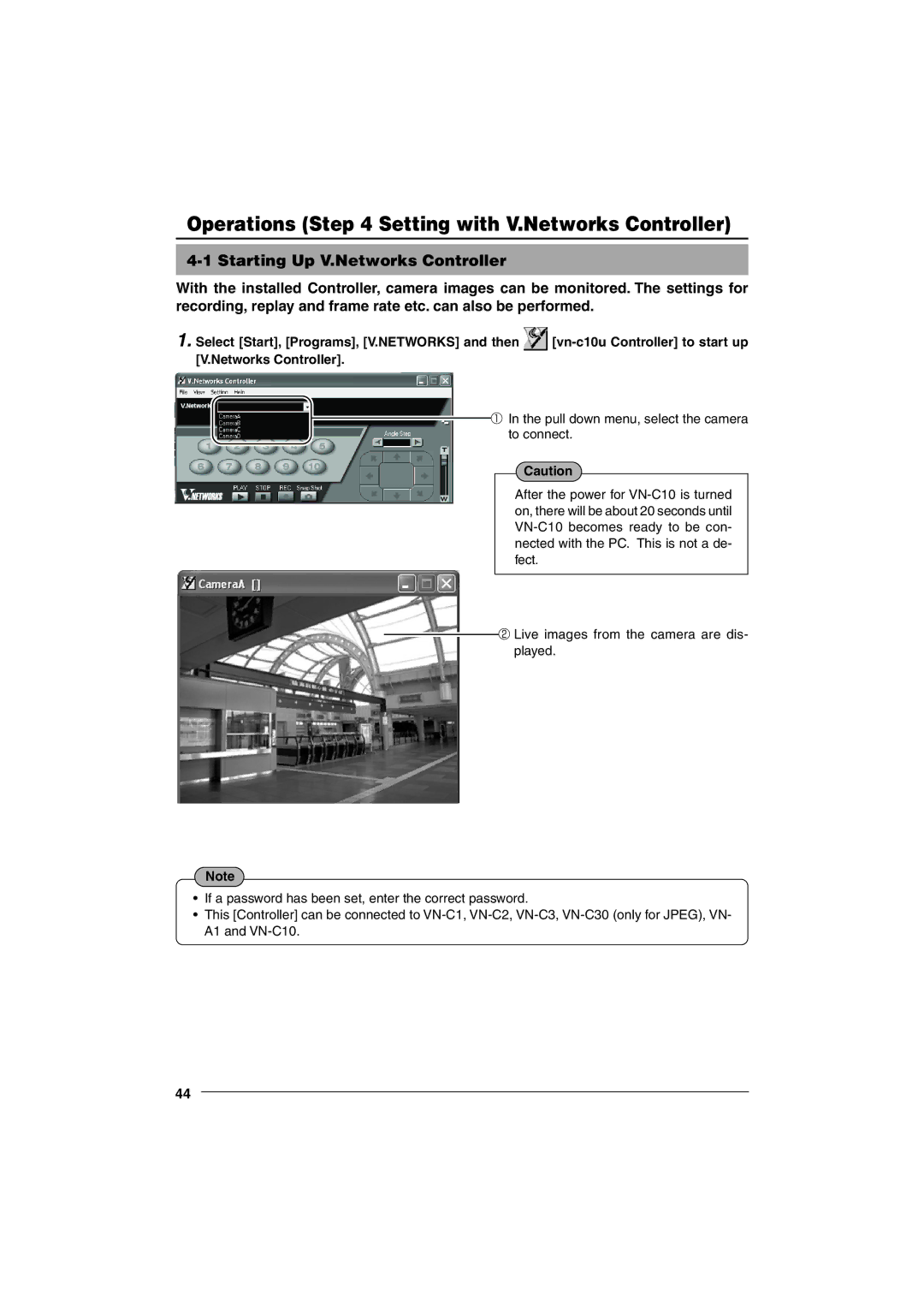 JVC VN-C10 manual Operations Setting with V.Networks Controller 