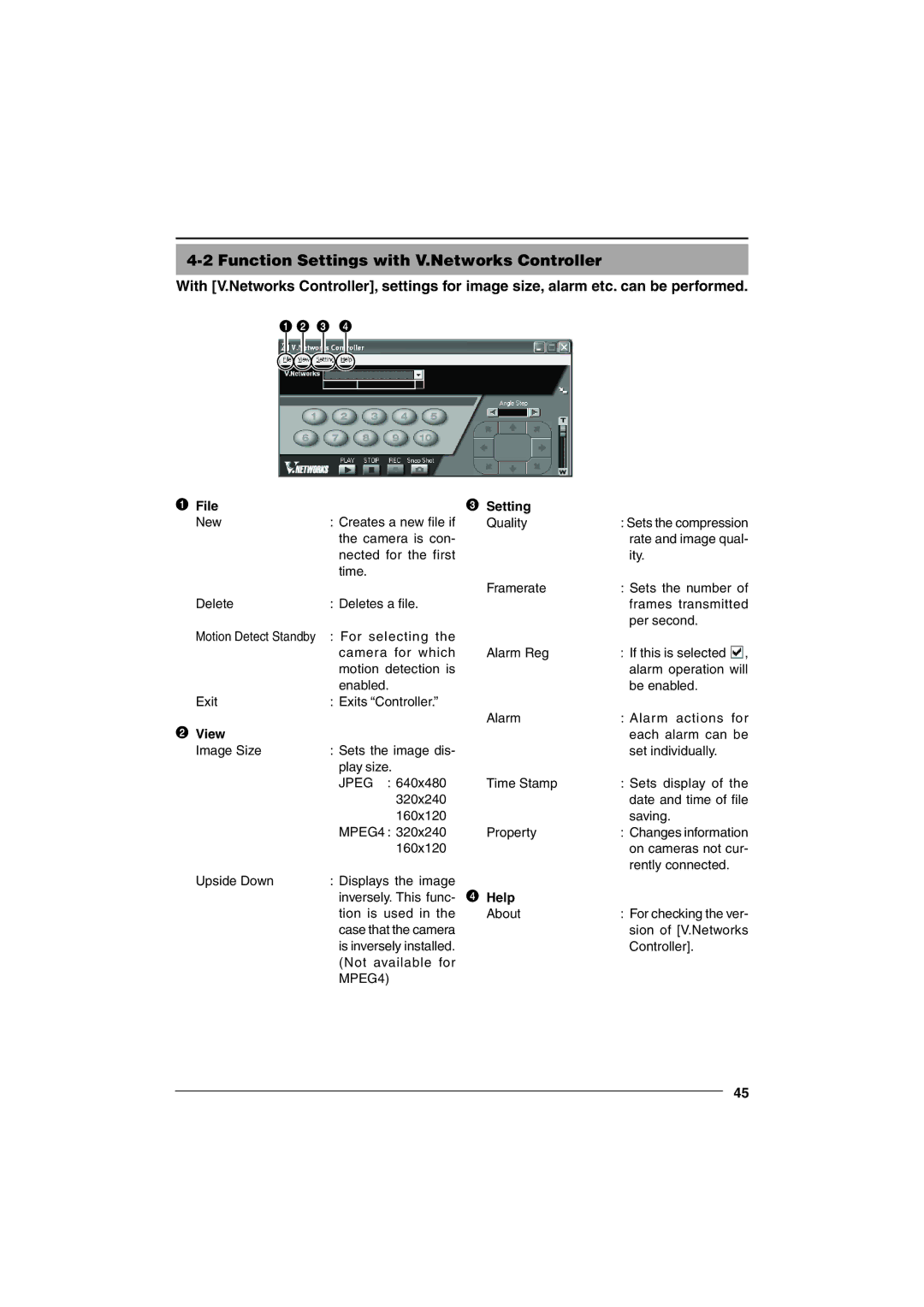 JVC VN-C10 manual File Setting, View, Help 