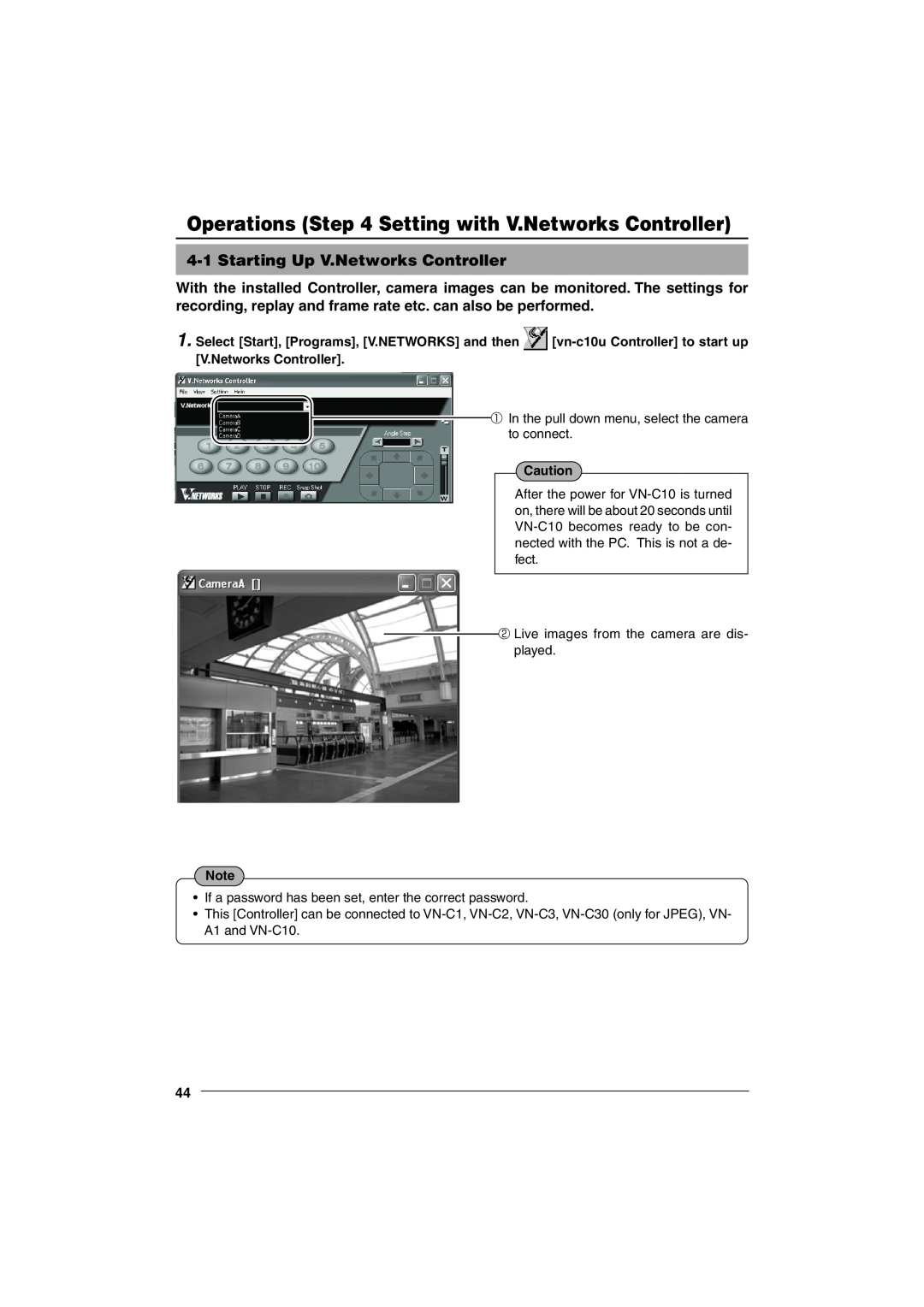 JVC VN-C10 manual 4-1Starting Up V.Networks Controller 