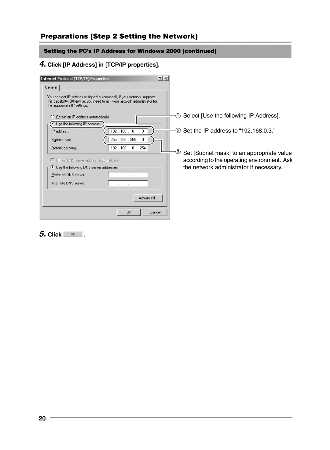 JVC VN-C11 manual Preparations Setting the Network 